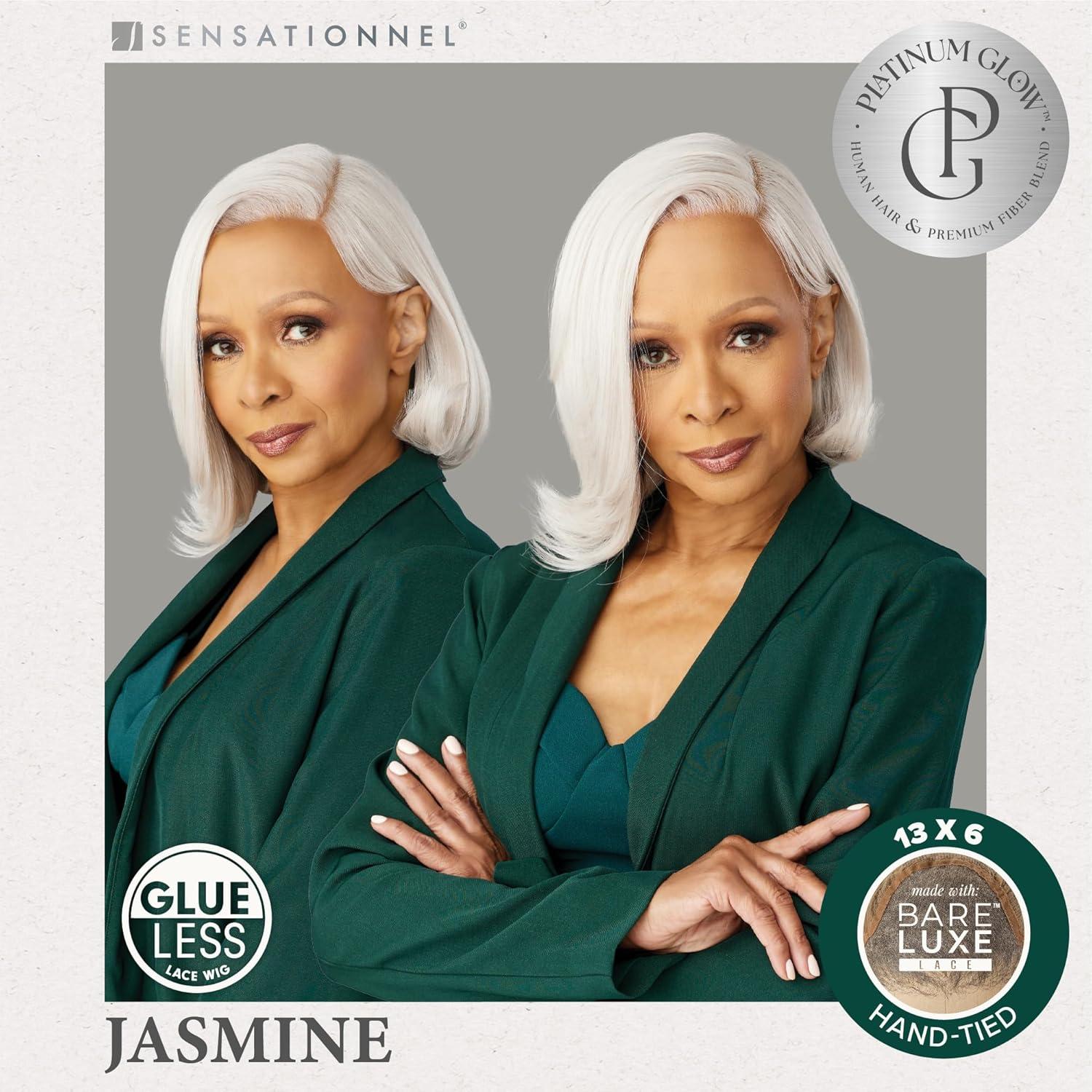 imageSensationnel Platinum Glow 13X6 Wig Jasmine Lacefrontal Glueless human hair blend Preplucked Hairline 1 JETBLACK2 DARKBROWN