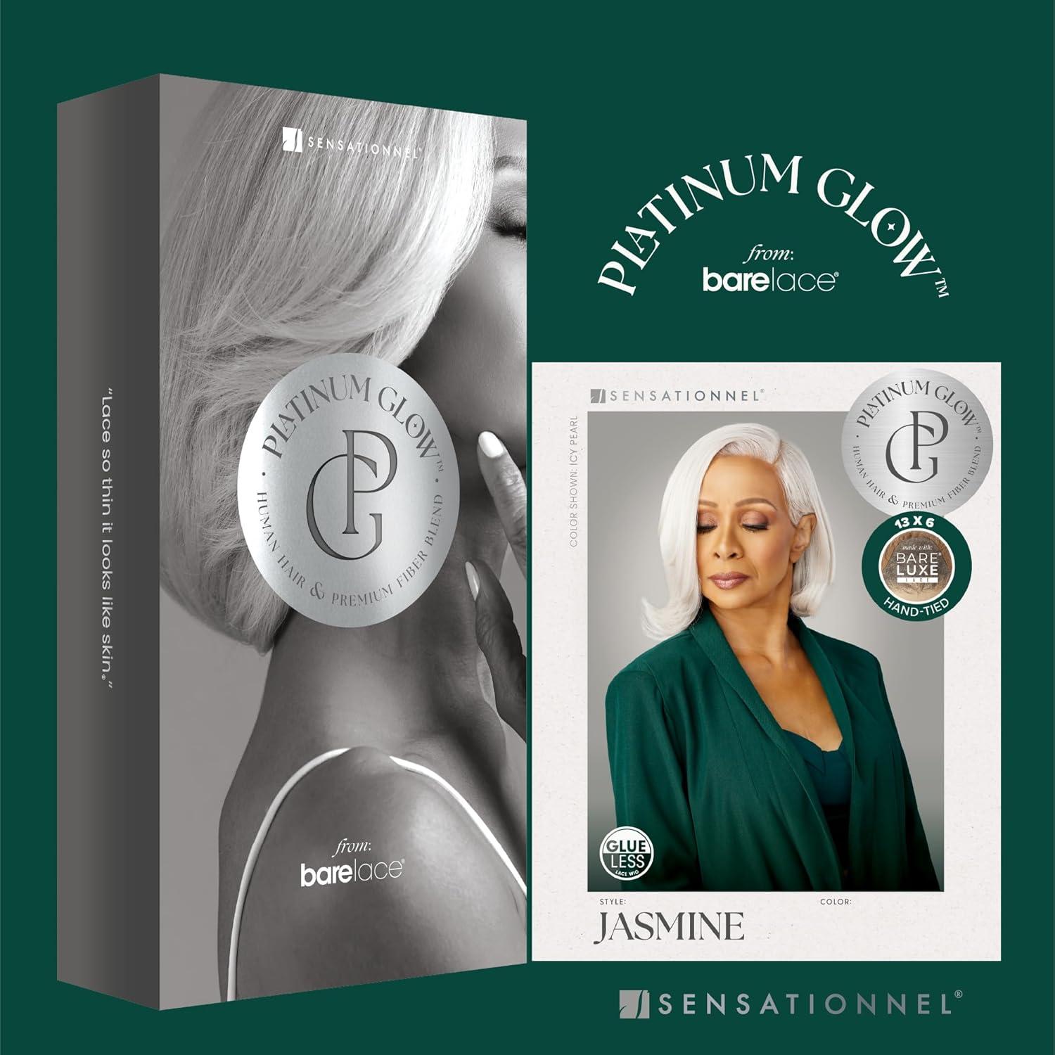 imageSensationnel Platinum Glow 13X6 Wig Jasmine Lacefrontal Glueless human hair blend Preplucked Hairline 1 JETBLACKICYPEARL