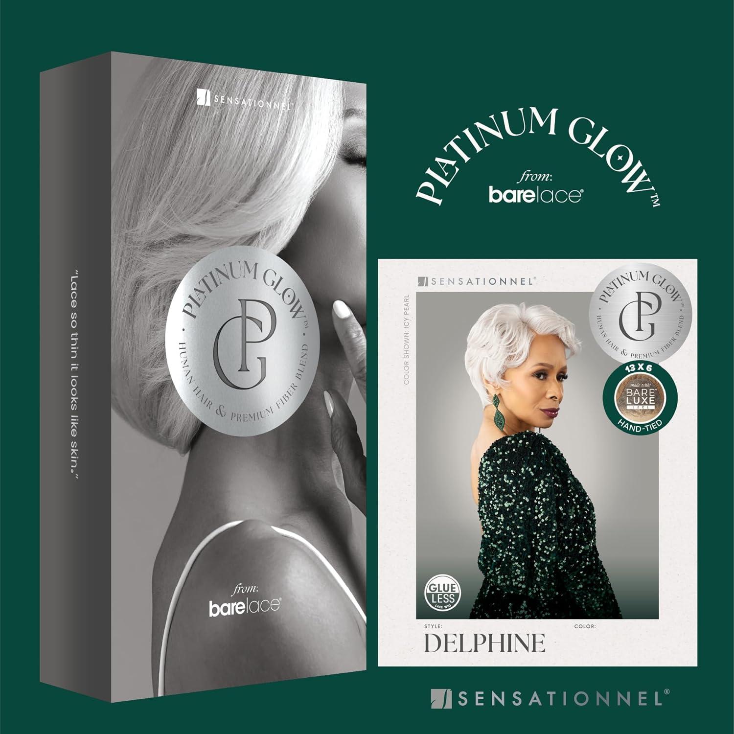 imageSensationnel Platinum Glow 13X6 Wigs Delphine Lacefrontal Glueless human hair blend Preplucked Hairline 1 JETBLACK1B OFFBLACK