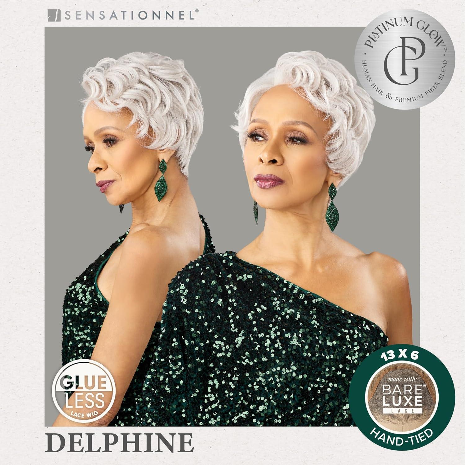 imageSensationnel Platinum Glow 13X6 Wigs Delphine Lacefrontal Glueless human hair blend Preplucked Hairline 1 JETBLACKSILVERSTORM