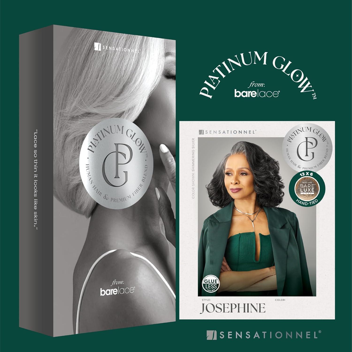 imageSensationnel Platinum Glow 13X6 Wigs Josephine Lacefrontal Glueless human hair blend Preplucked Hairline 1 JETBLACKSILVERWHISPER