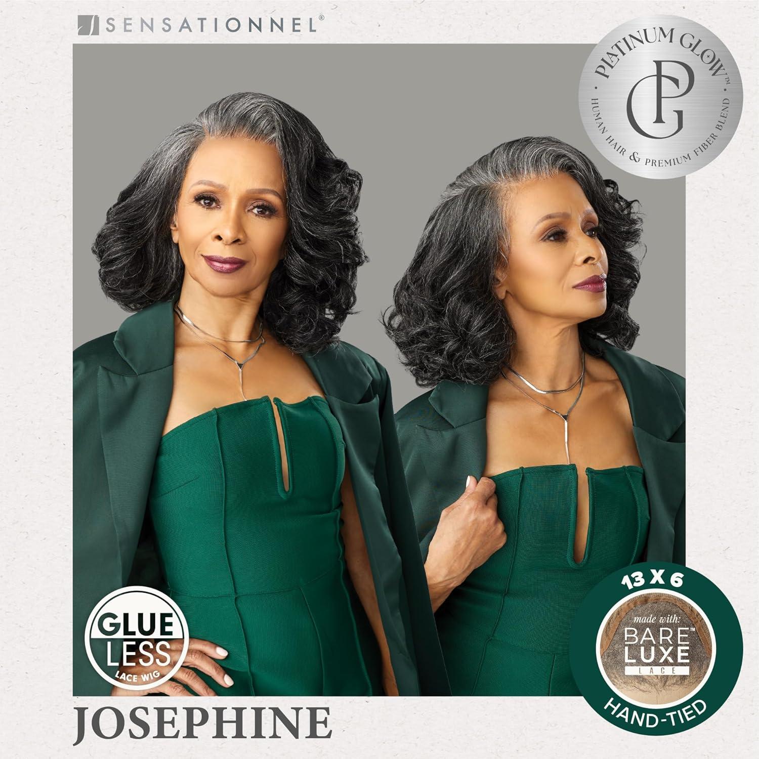 imageSensationnel Platinum Glow 13X6 Wigs Josephine Lacefrontal Glueless human hair blend Preplucked Hairline 1 JETBLACKSLATEGRAY