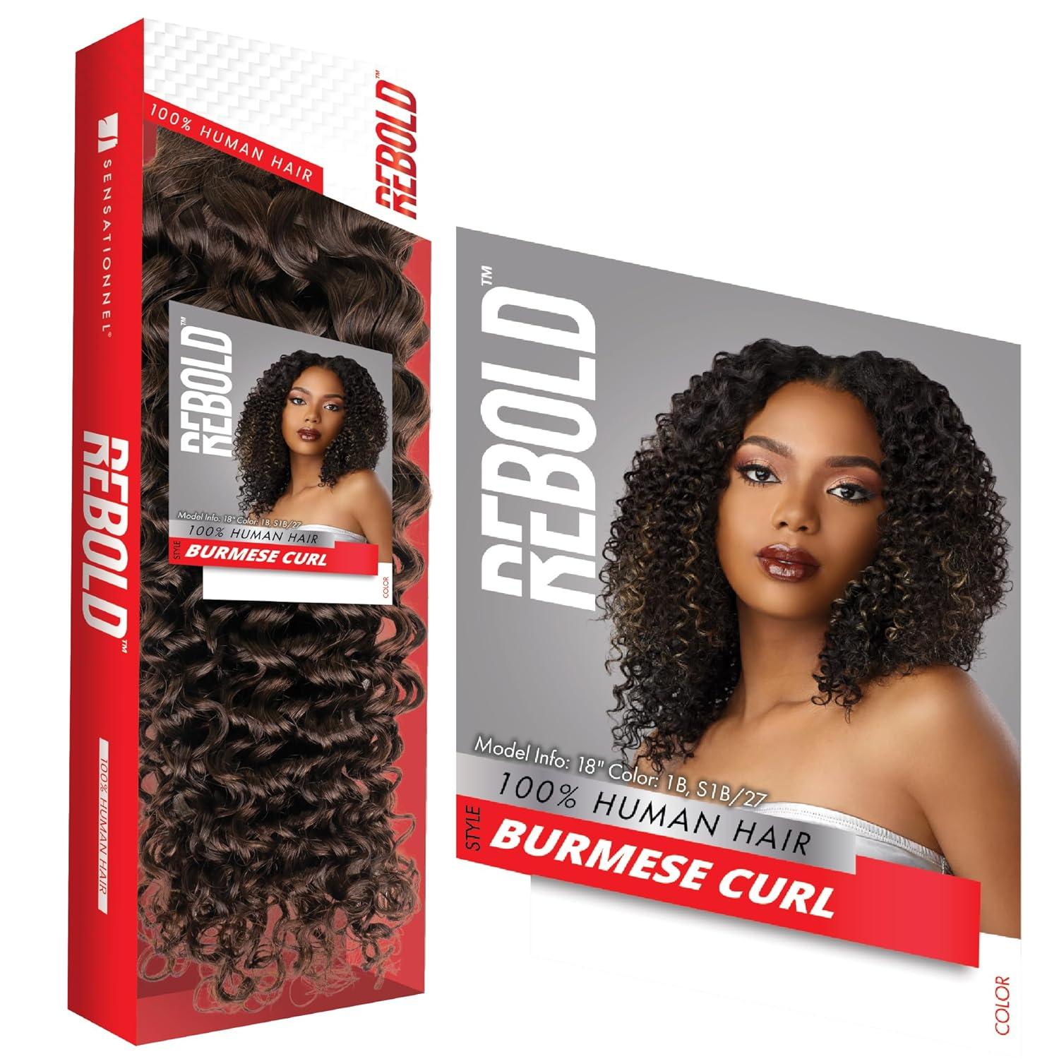 imageSensationnel Rebold curly weave burmese curl human hair smooth sleek soft texture hair for weaving and sew in styles 1 pack 10 inch 1 JETBLACKS1B350