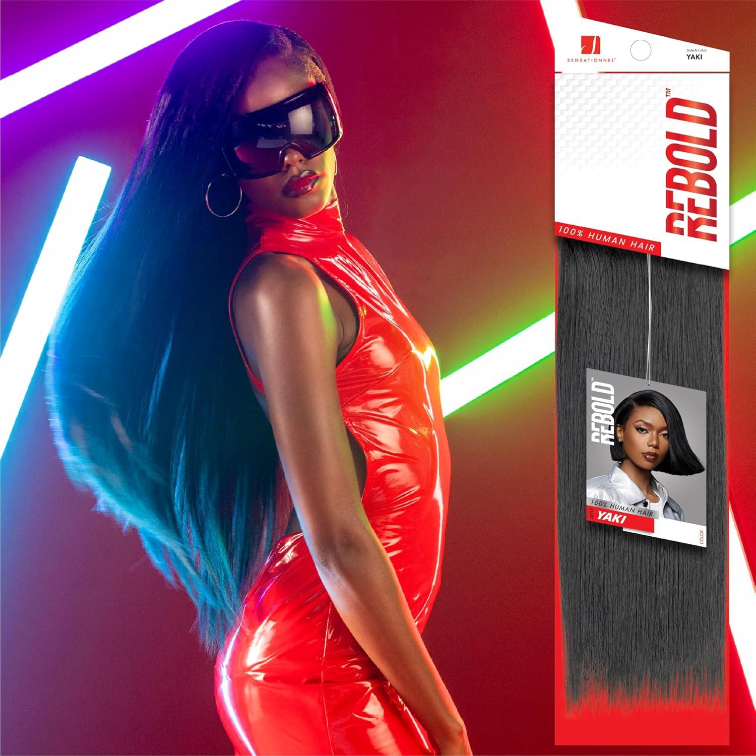 imageSensationnel Rebold yaki weave human hair smooth sleek yaki texture hair for weaving and sew in styles 10 inch 1 JETBLACKBG BURGANDY