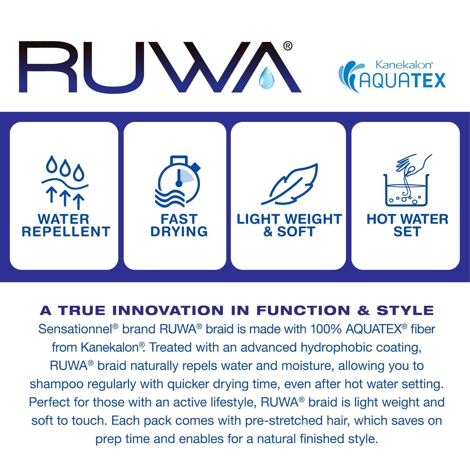 imageSensationnel Ruwa pre looped braidinghair 3x box braid water repellent kanekalon fast dry synthetic sports itch free 1 pack 14 Inch 1 JETBLACK4 MEDBROWN