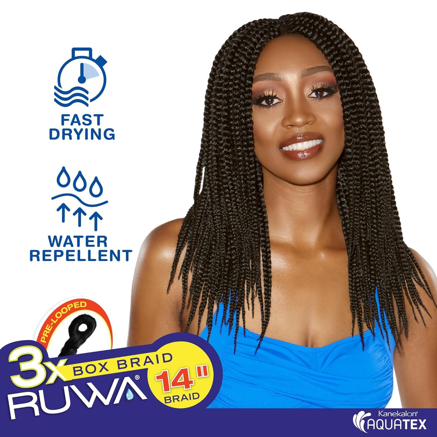 imageSensationnel Ruwa pre looped braidinghair 3x box braid water repellent kanekalon fast dry synthetic sports itch free 1 pack 14 Inch 1 JETBLACKRED