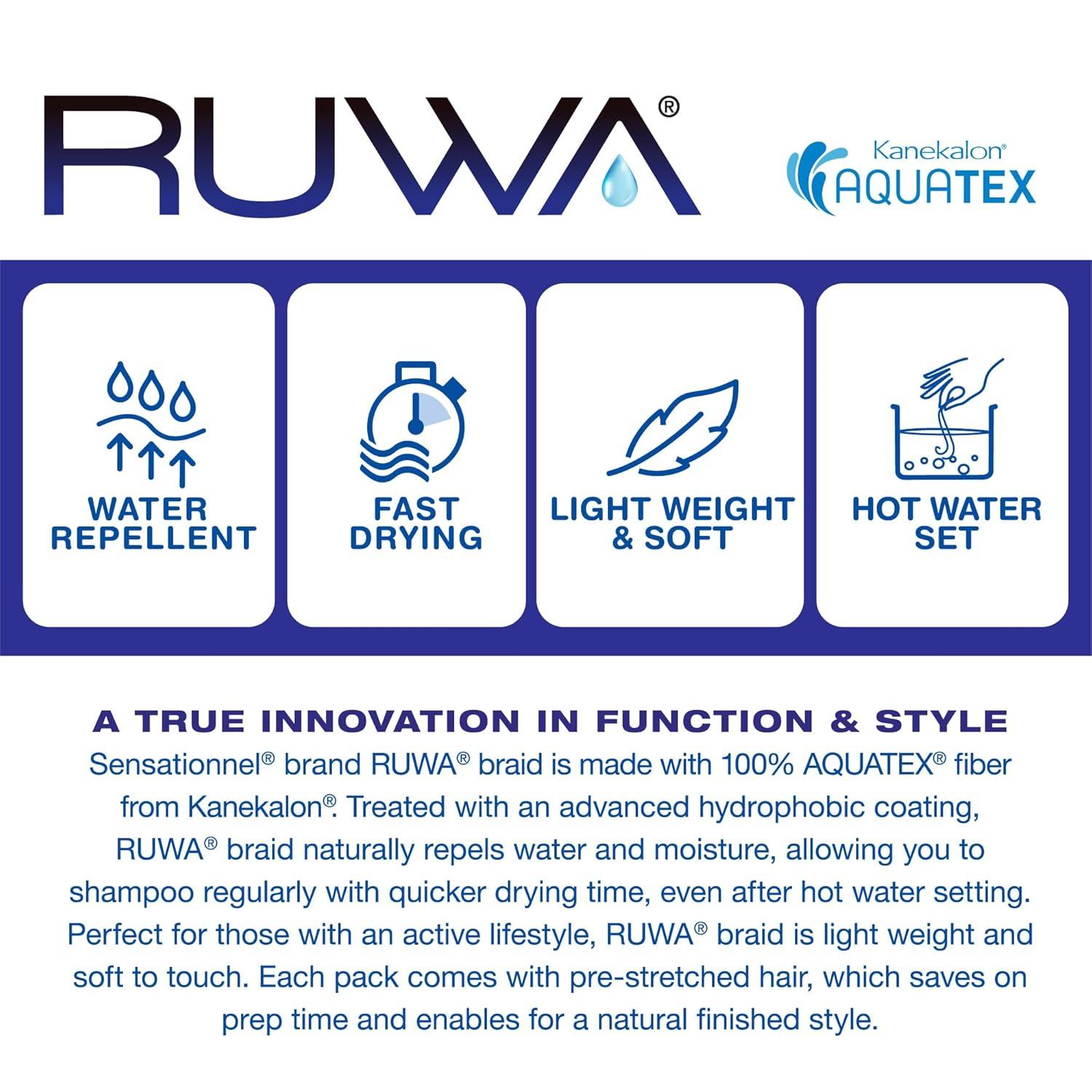 imageSensationnel Ruwa pre looped braidinghair 3x box braid water repellent kanekalon fast dry synthetic sports itch free 1 pack 14 Inch 1 JETBLACKSM1B27