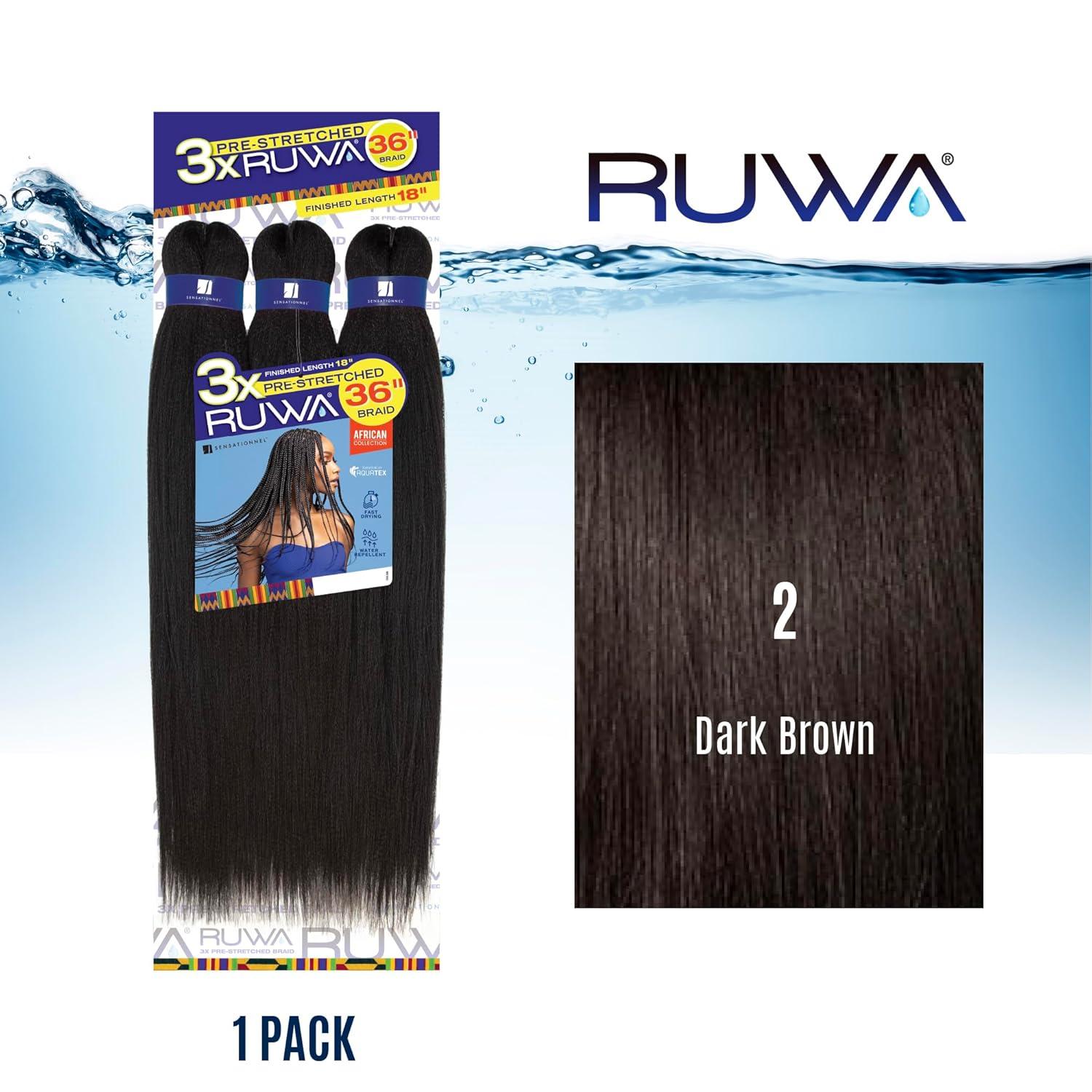 imageSensationnel Ruwa prestretched braiding hair 3x 36 inch water repellent kanekalon fast dry synthetic sports itch free 1 pack 1 JETBLACK2