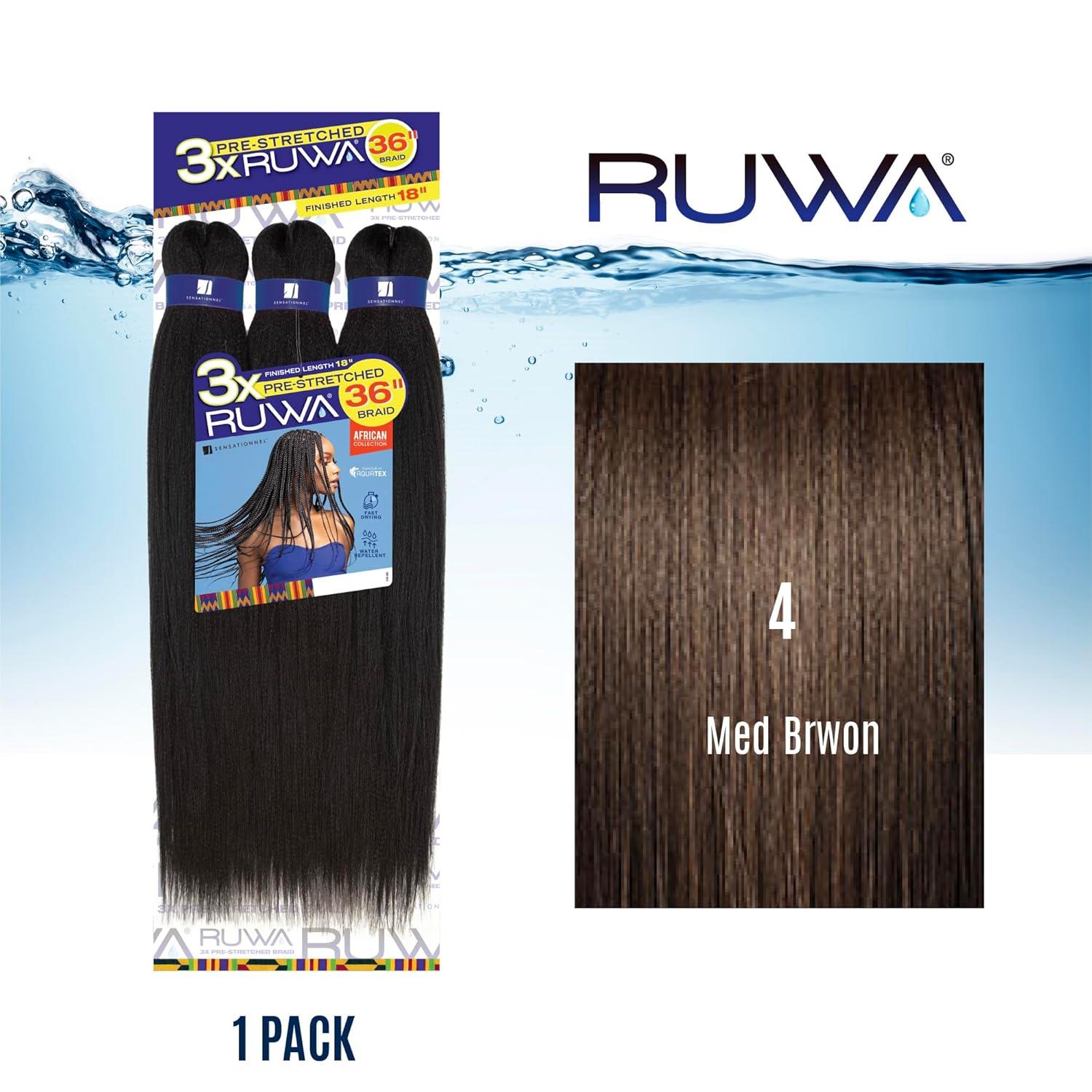 imageSensationnel Ruwa prestretched braiding hair 3x 36 inch water repellent kanekalon fast dry synthetic sports itch free 1 pack 1 JETBLACK4