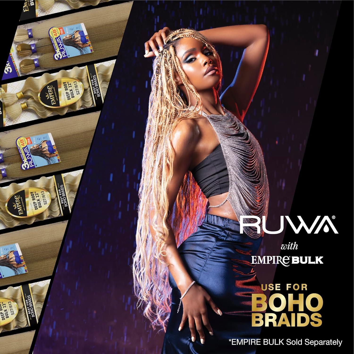 imageSensationnel Ruwa prestretched braiding hair 3x 36 inch water repellent kanekalon fast dry synthetic sports itch free 1 pack 1 JETBLACKSM1B30
