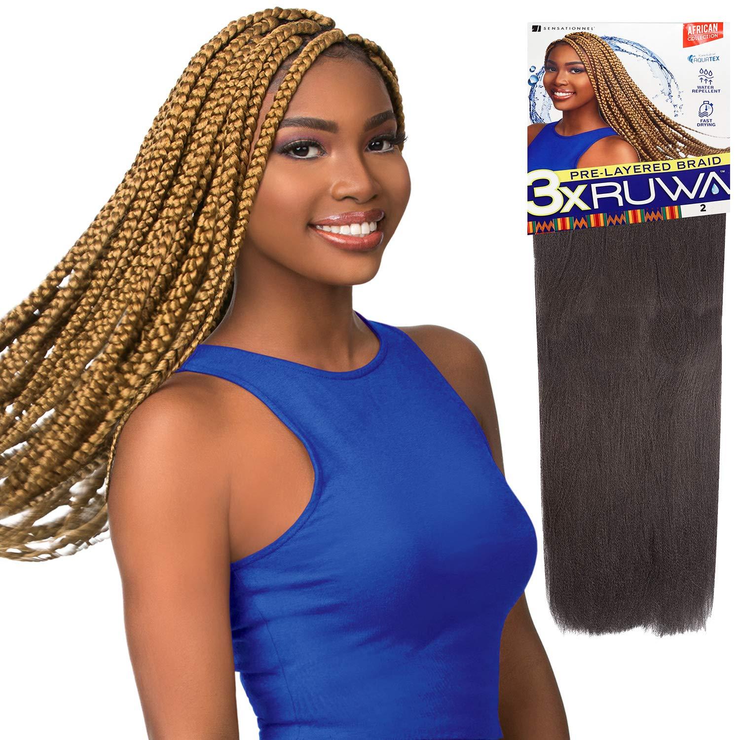 imageSensationnel Ruwa prestretched braiding hair 3x 48 inch water repellent kanekalon fast dry synthetic sports itch free 3 pack 1 JETBLACK99J