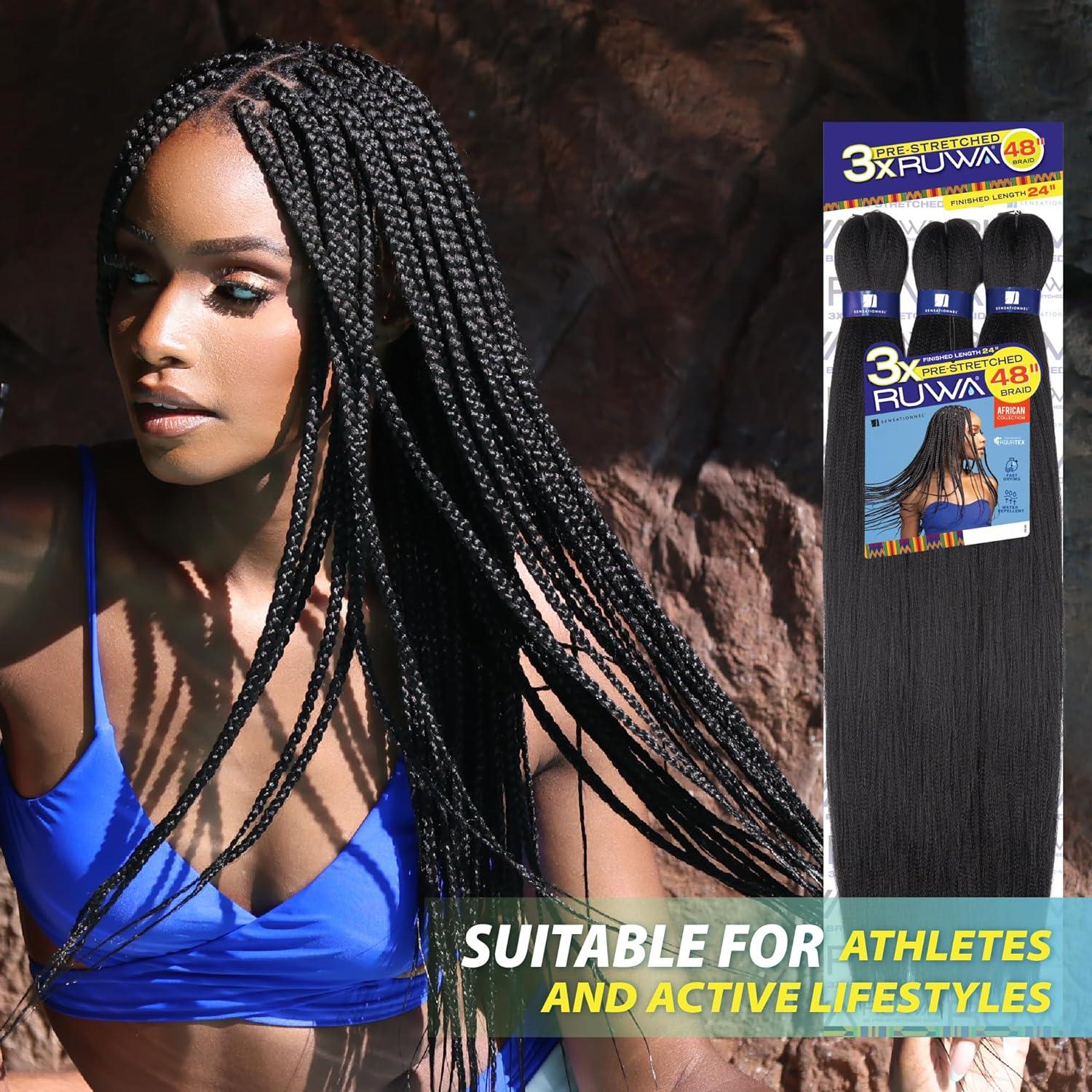 imageSensationnel Ruwa prestretched braiding hair 3x water wave 24 inch water repellent kanekalon fast dry synthetic sports itch free 1 pack 1B OFFBLACK27 HONEYBLONDE