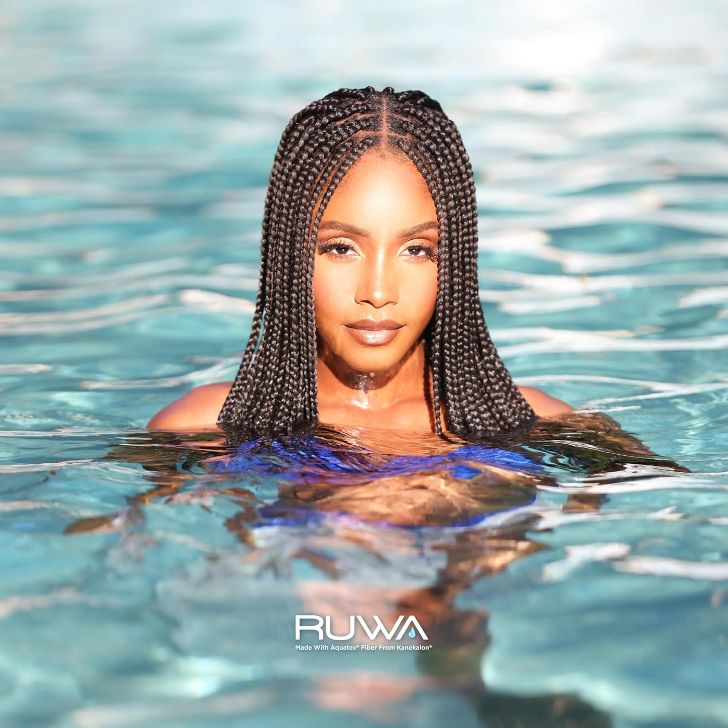 imageSensationnel Ruwa prestretched braiding hair 3x water wave 24 inch water repellent kanekalon fast dry synthetic sports itch free 1 pack 1B OFFBLACKRED