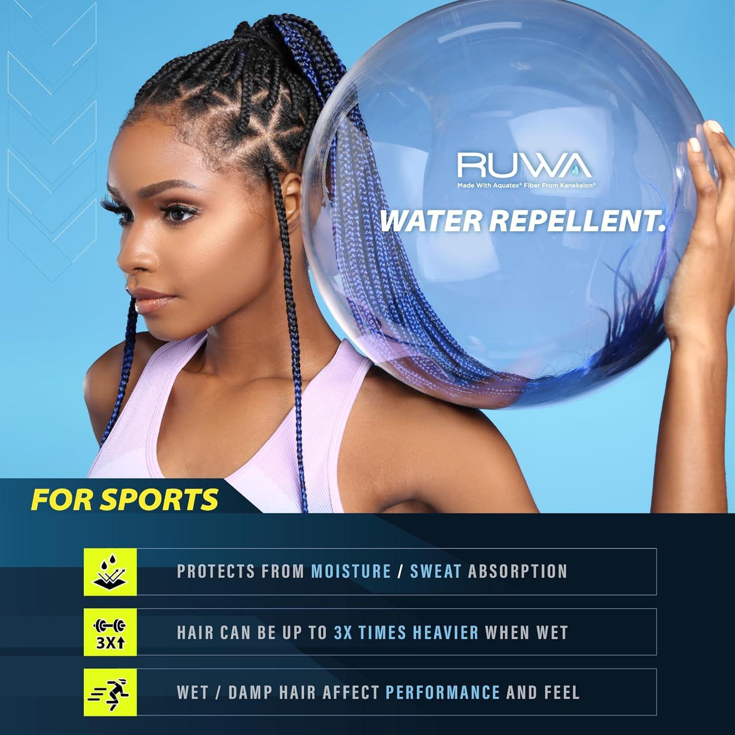 imageSensationnel Ruwa prestretched braiding hair 3x water wave 24 inch water repellent kanekalon fast dry synthetic sports itch free 1 pack 1B OFFBLACKSM1B350