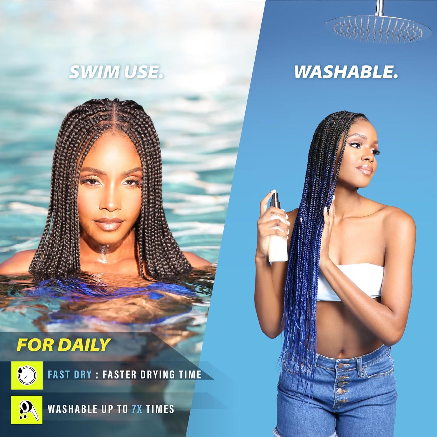 imageSensationnel Ruwa prestretched braiding hair 3x water wave 24 inch water repellent kanekalon fast dry synthetic sports itch free 1 pack 1B OFFBLACKSM1B30