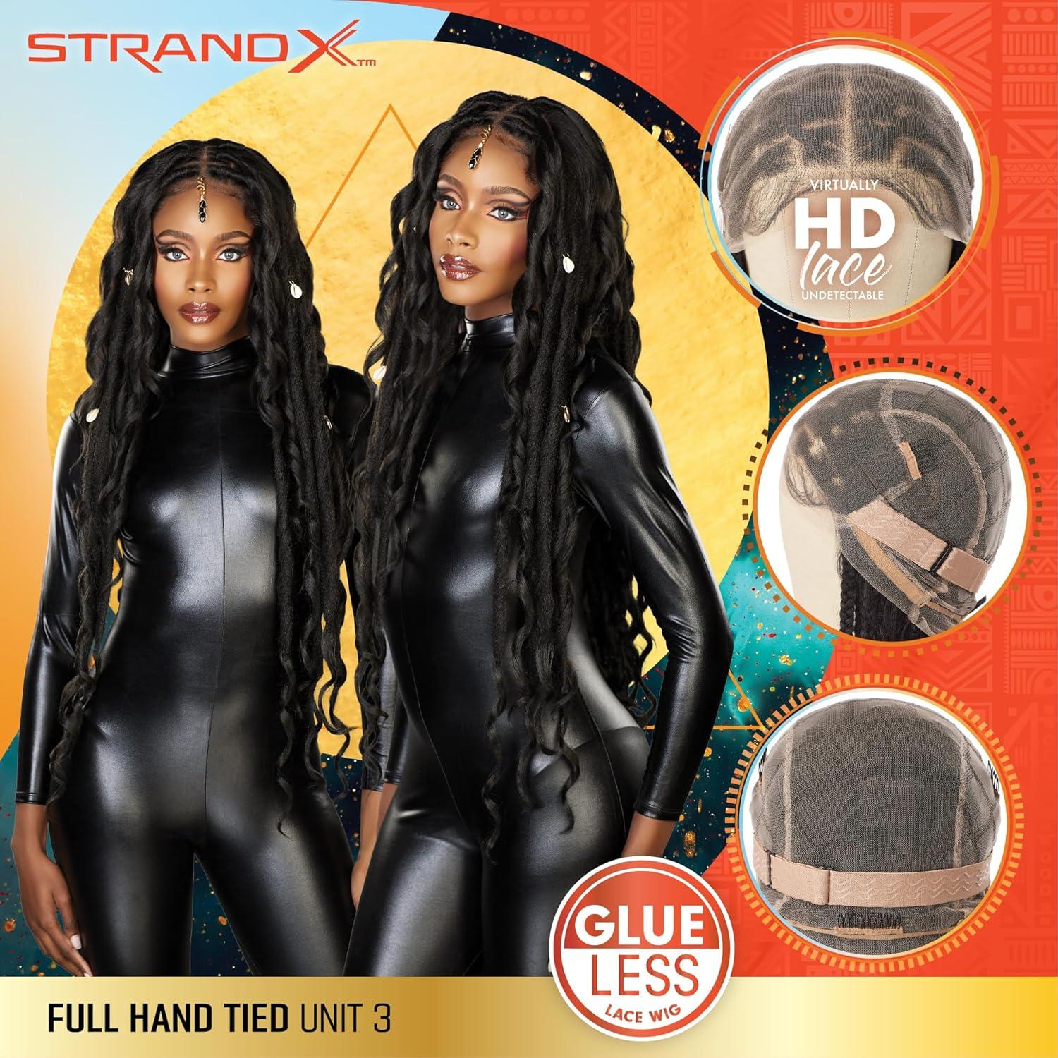 imageSensationnel Strand X Full Braided Lacewig Unit 3 Hand Tied Kanekalon HD Glueless Wig 1 JETBLACK2 DARKBROWN