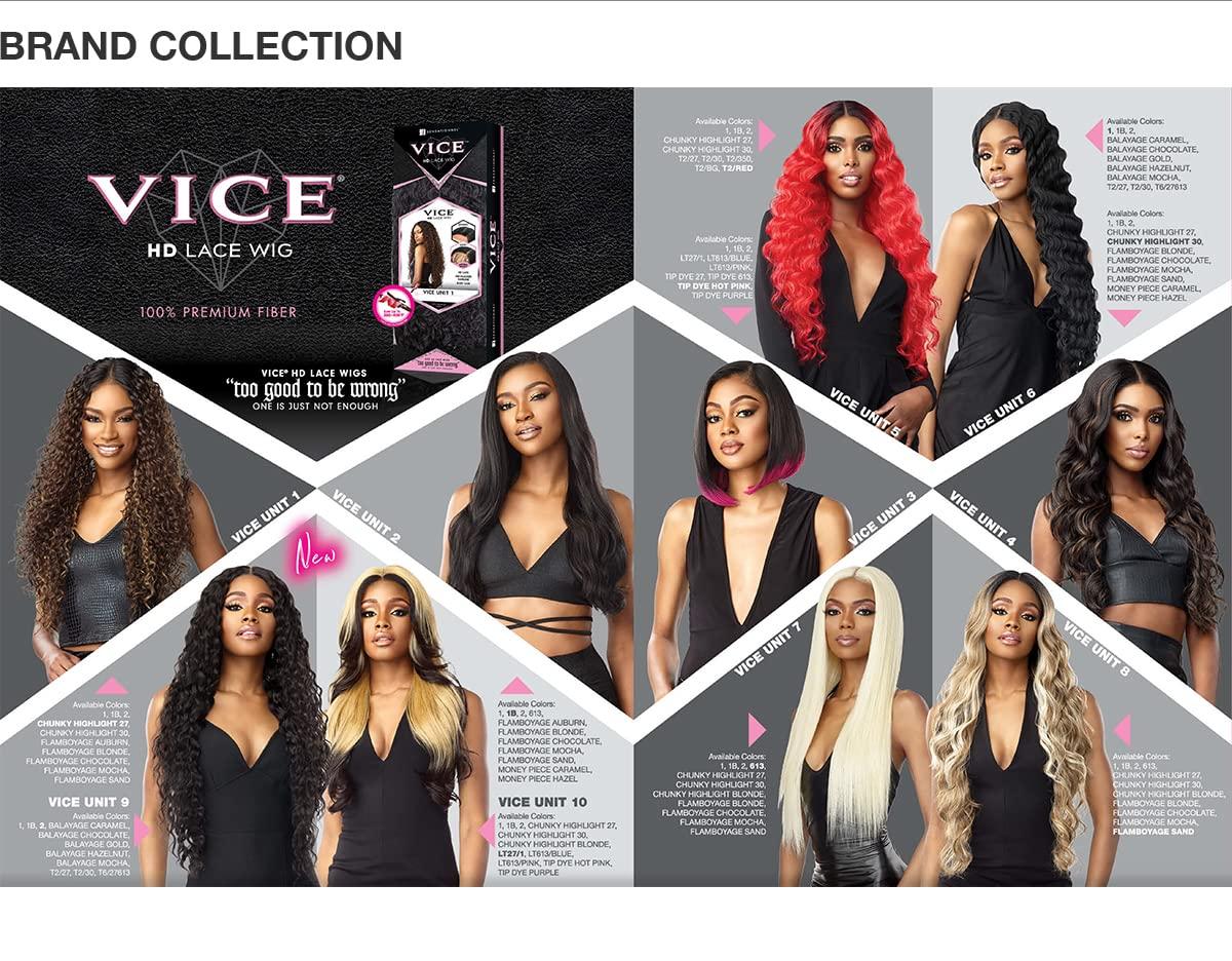 imageSensationnel Vice Lace Front Wigs Unit 10 5 Inch Deep Part Synthetic Preplucked Hairline 1 JETBLACKLT613BLUE