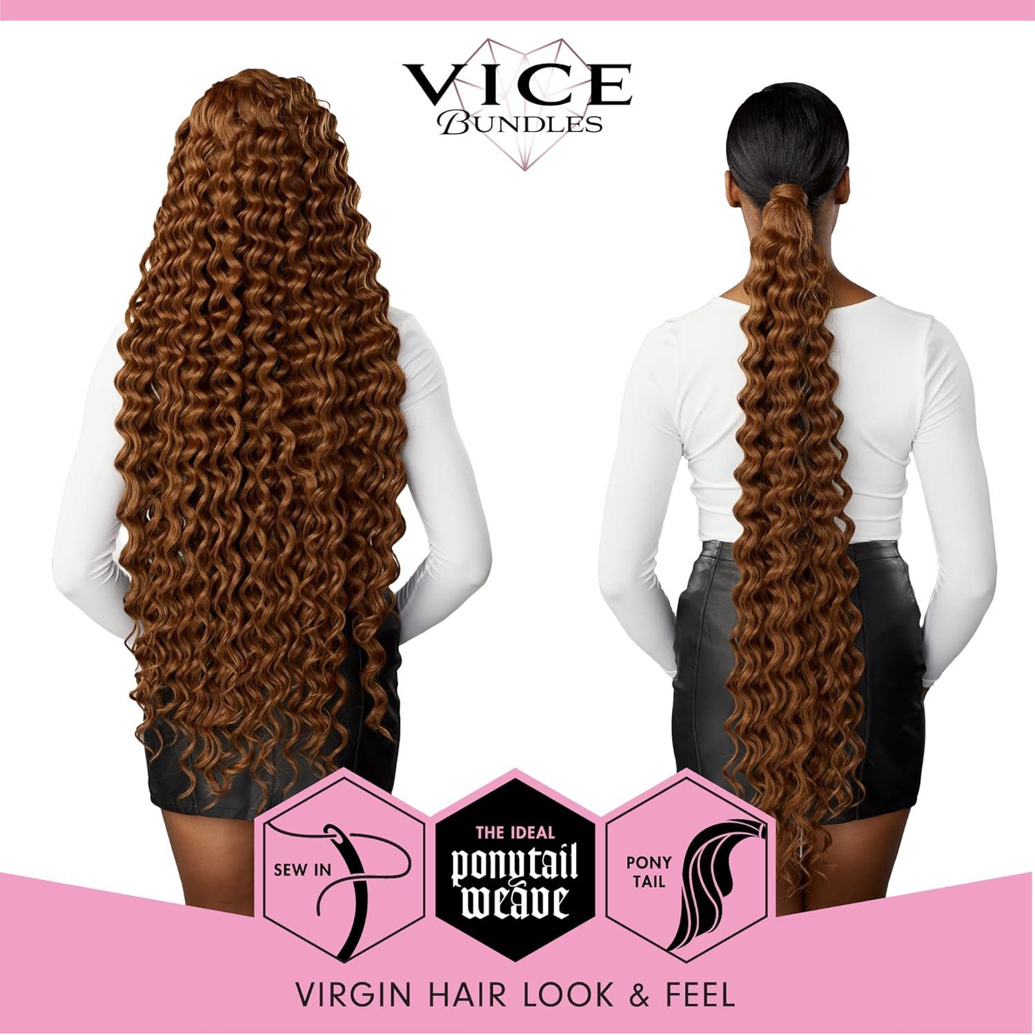 imageSensationnel Vice bundles weaving deep twist 30 inch synthetic virgin hair dupe weave bundle hair sew in and pony tail long length 1 pack 30 LIGHTAUBURN613 BLONDE