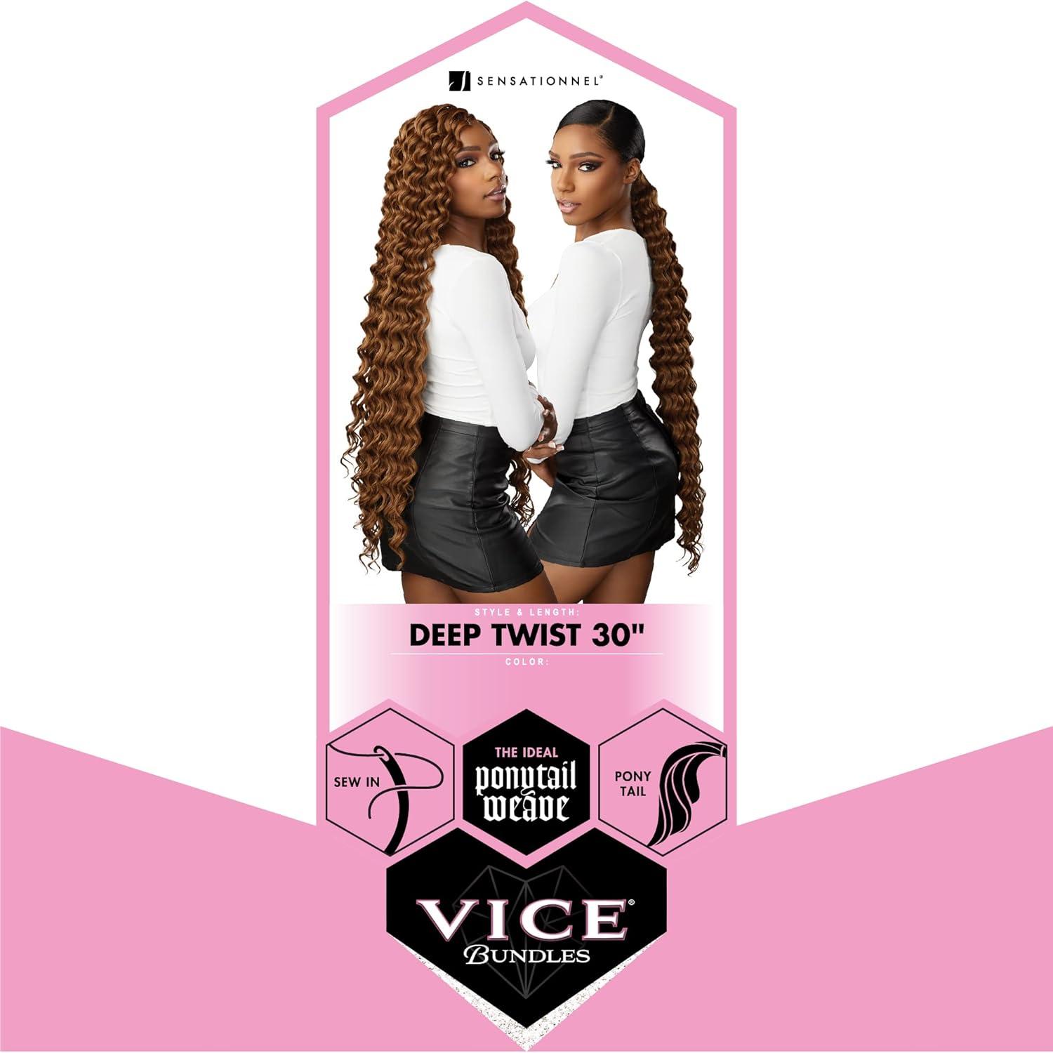 imageSensationnel Vice bundles weaving deep twist 30 inch synthetic virgin hair dupe weave bundle hair sew in and pony tail long length 1 pack 30 LIGHTAUBURN613 BLONDE