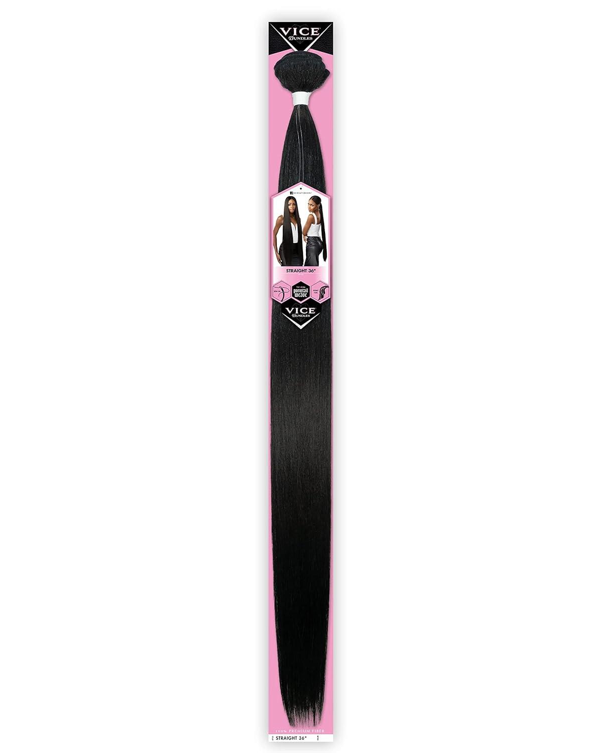 imageSensationnel Vice bundles weaving straight 36 inch synthetic virgin hair dupe weave bundle hair sew in and pony tail long length 1 pack 27 HONEYBLONDE30 LIGHTAUBURN