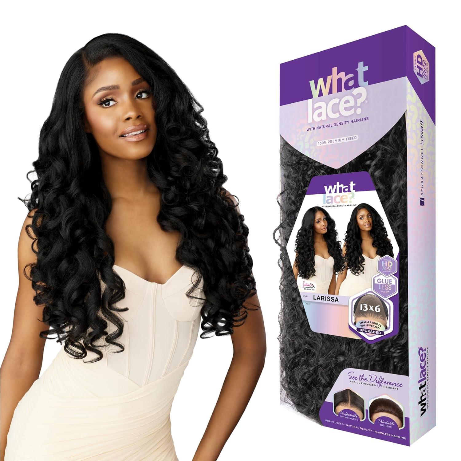 imageSensationnel What Lace 13X6 Wig Larissa Lacefrontal Hand Tied Glueless Synthetic with Natural Density Preplucked Hairline 1 JETBLACK1 JETBLACK