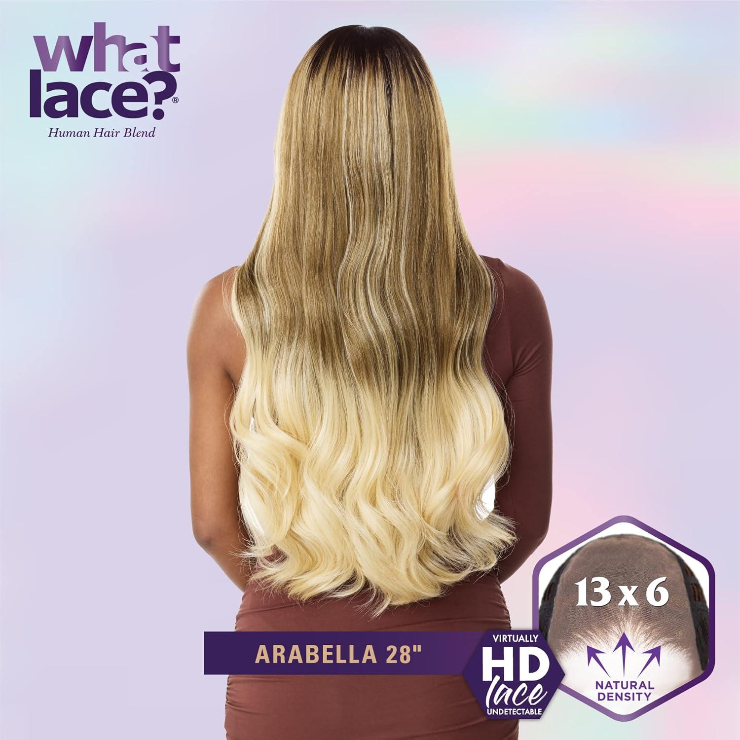 imageSensationnel What Lace 13X6 Wigs Arabella 28 Inch Human Hair Blend Lacefrontal Glueless Synthetic With Natural Density Preplucked Hairline 1 JETBLACKCOLORMELTBLONDE