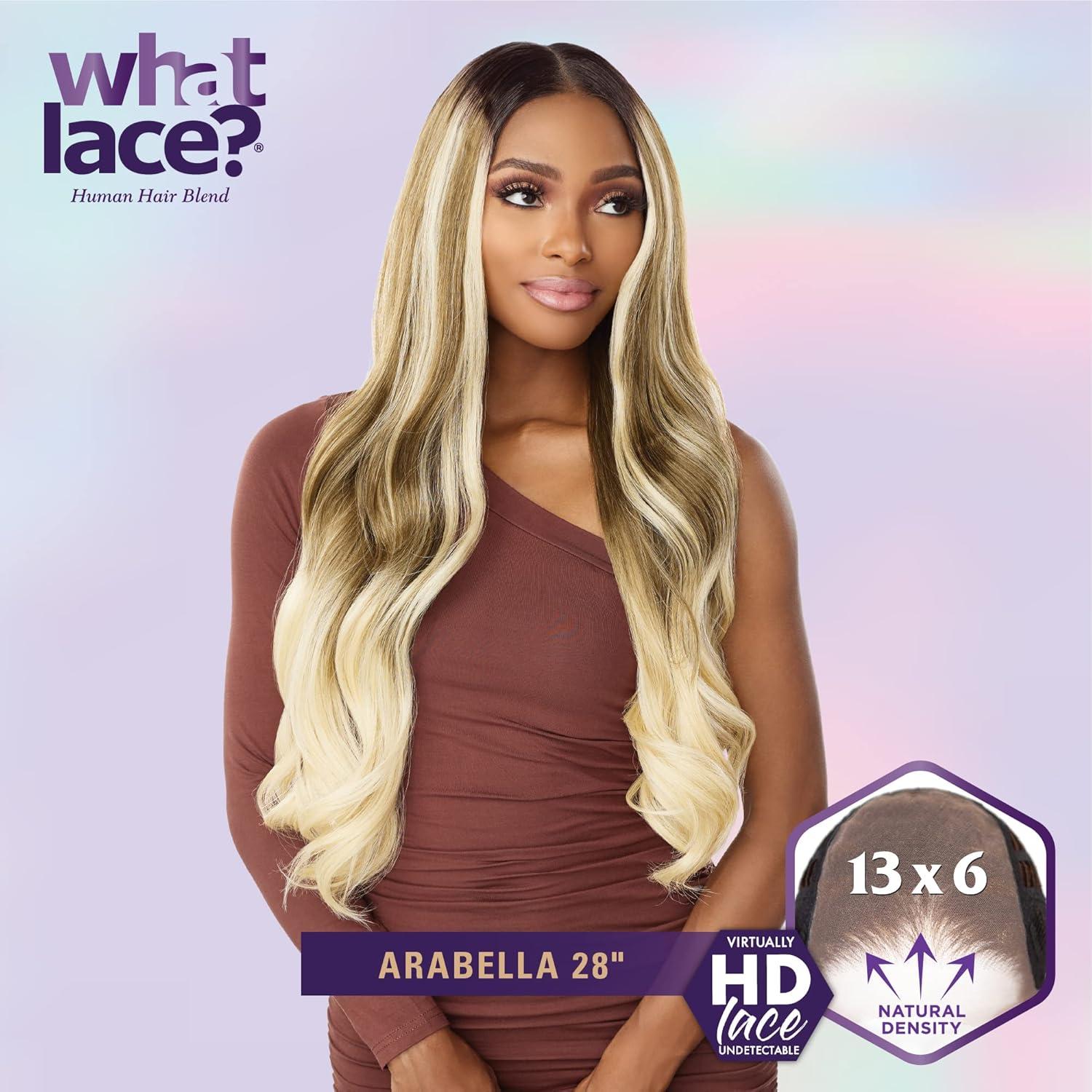 imageSensationnel What Lace 13X6 Wigs Arabella 28 Inch Human Hair Blend Lacefrontal Glueless Synthetic With Natural Density Preplucked Hairline 1 JETBLACKCOLORMELTBLONDE