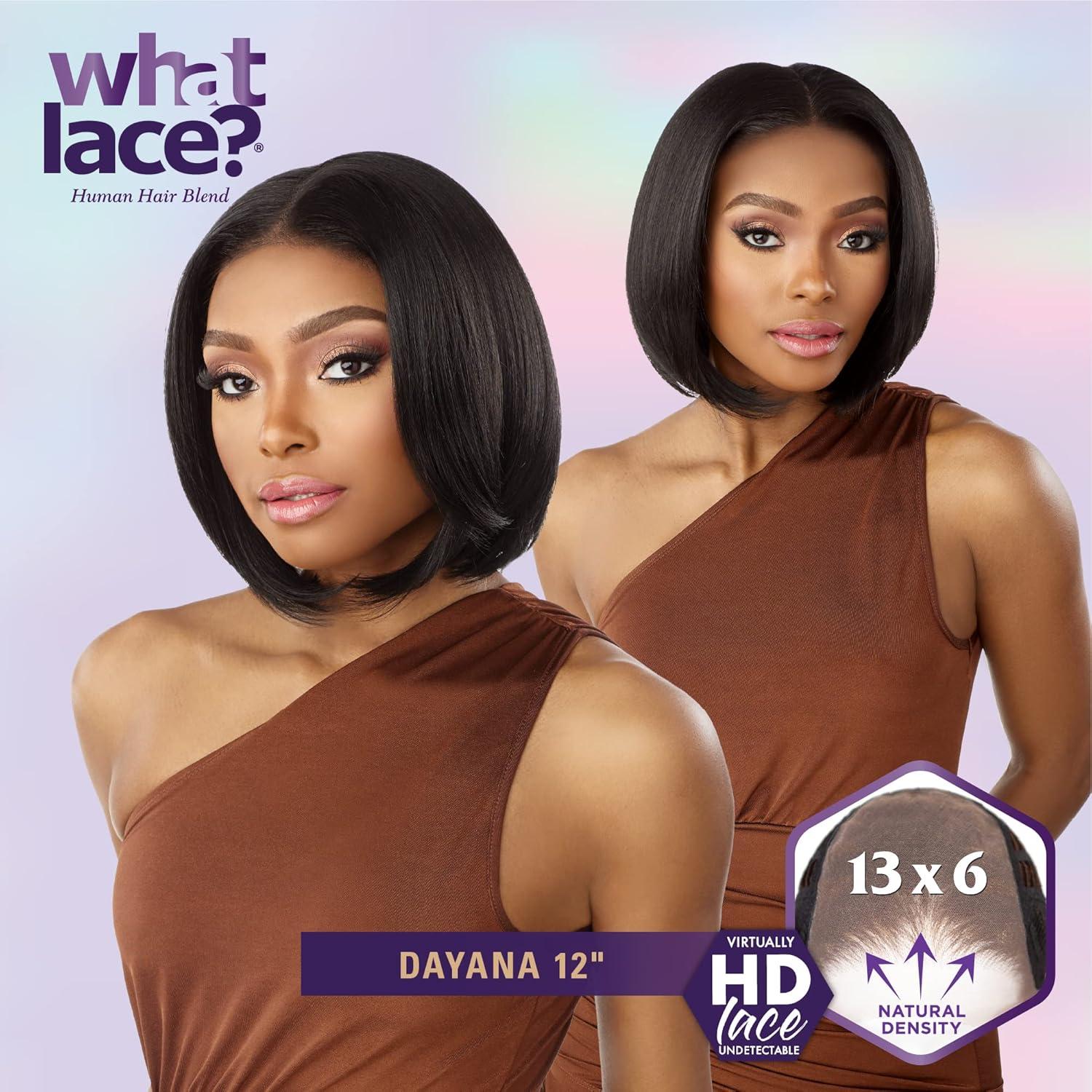 imageSensationnel What Lace 13X6 Wigs Dayana 12 Inch Human Hair Blend Lacefrontal Glueless Synthetic With Natural Density Preplucked Hairline COLORMELTMOCHACOLORMELTMOCHA