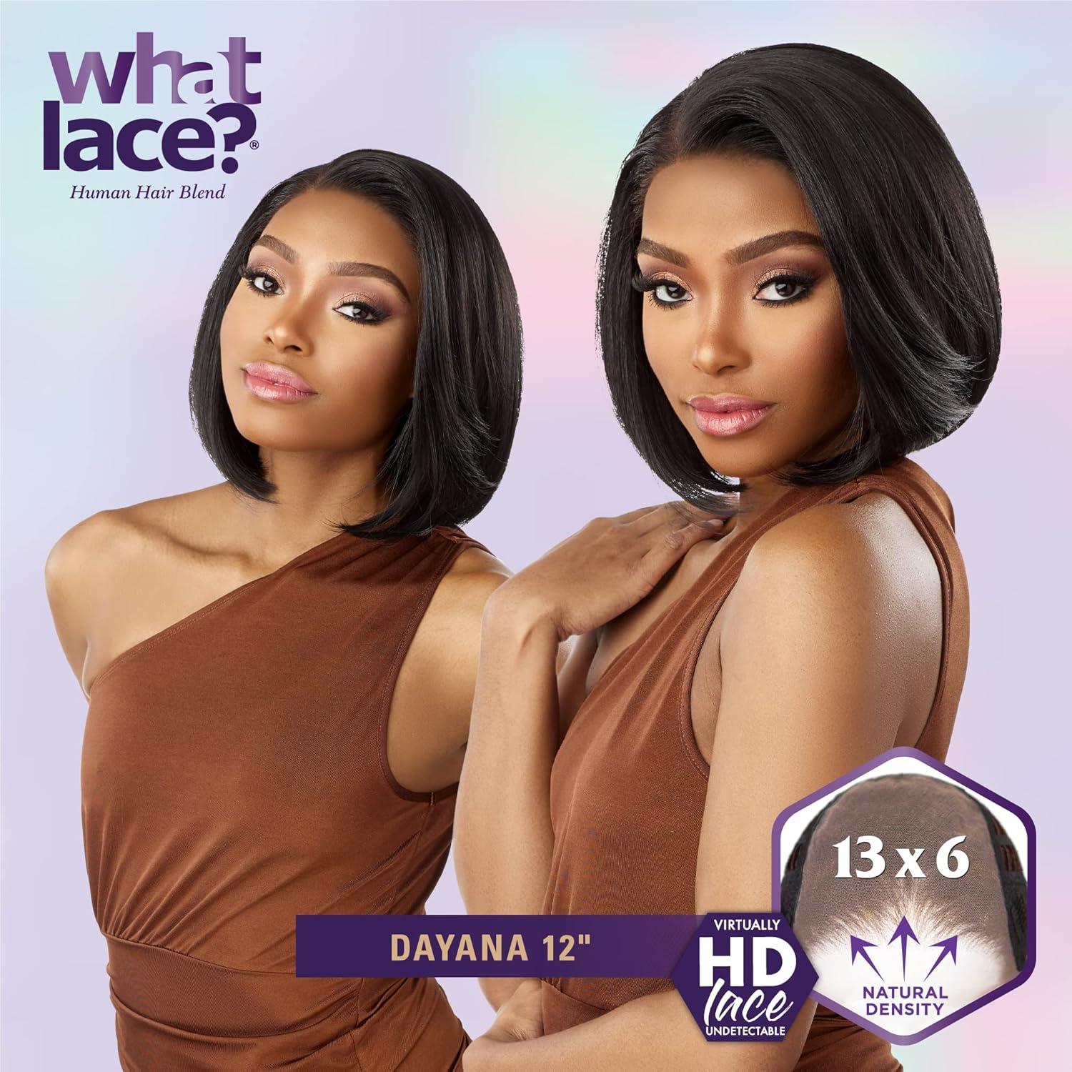 imageSensationnel What Lace 13X6 Wigs Dayana 12 Inch Human Hair Blend Lacefrontal Glueless Synthetic With Natural Density Preplucked Hairline COLORMELTMOCHACOLORMELTMOCHA