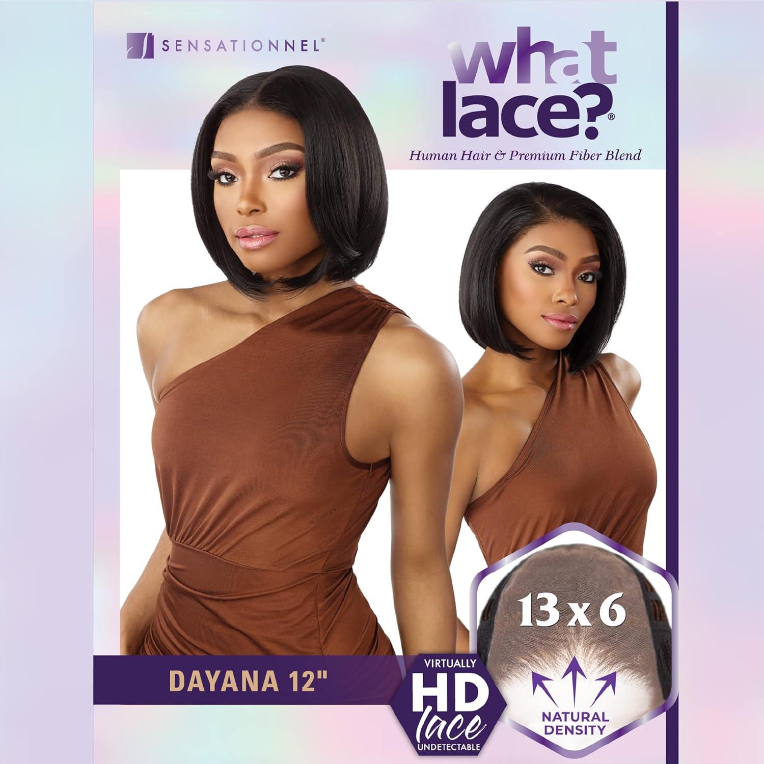 imageSensationnel What Lace 13X6 Wigs Dayana 12 Inch Human Hair Blend Lacefrontal Glueless Synthetic With Natural Density Preplucked Hairline COLORMELTMOCHACOLORMELTMOCHA