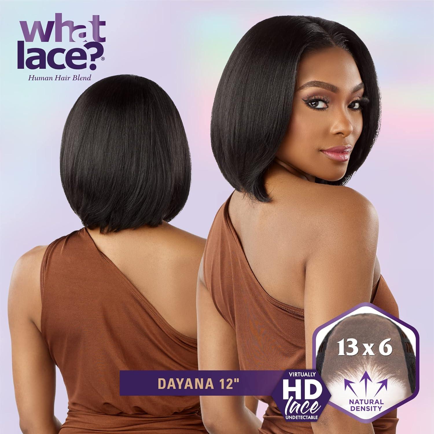 imageSensationnel What Lace 13X6 Wigs Dayana 12 Inch Human Hair Blend Lacefrontal Glueless Synthetic With Natural Density Preplucked Hairline COLORMELTMOCHACOLORMELTMOCHA