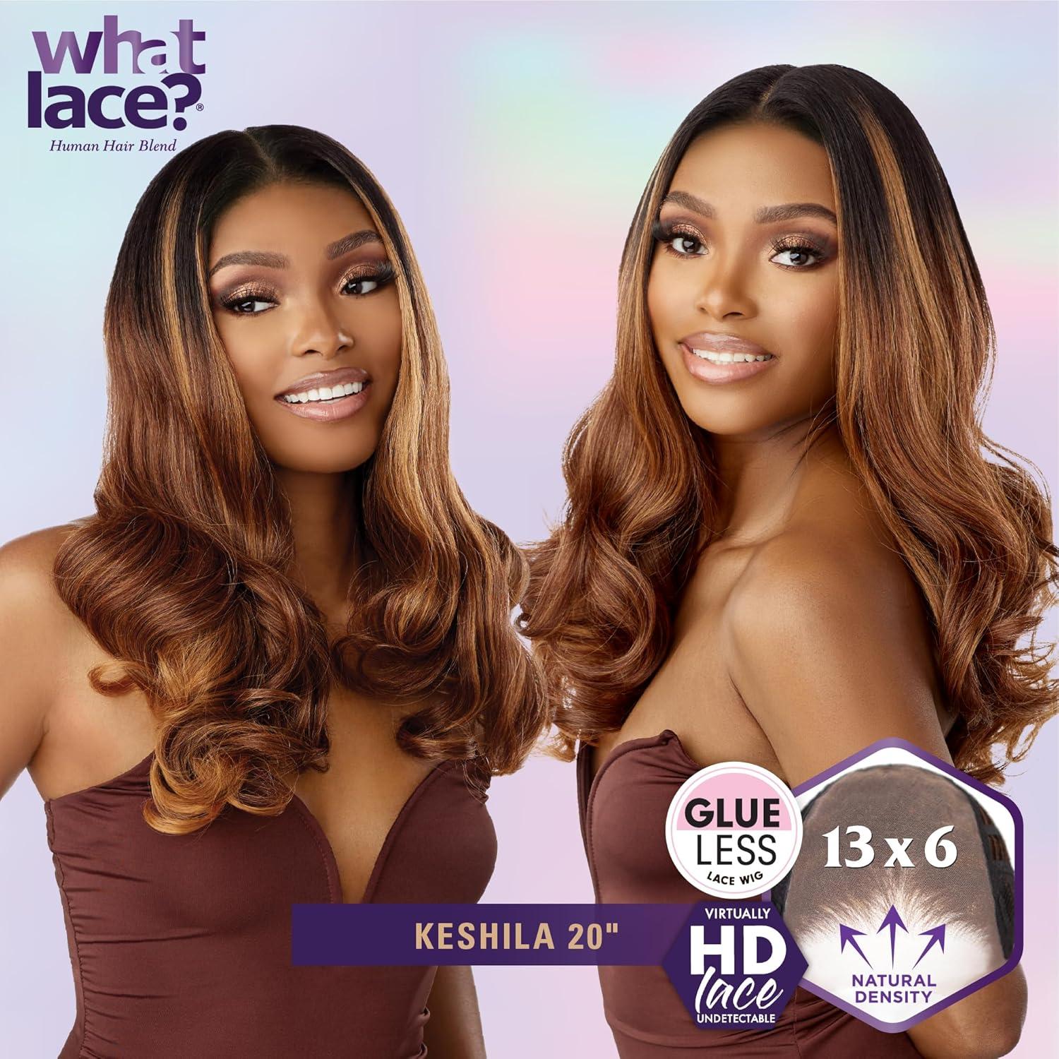 imageSensationnel What Lace 13X6 Wigs Keshila 20 Inch Human Hair Blend Lacefrontal Glueless Synthetic With Natural Density Preplucked Hairline 1 JETBLACK1 JETBLACK