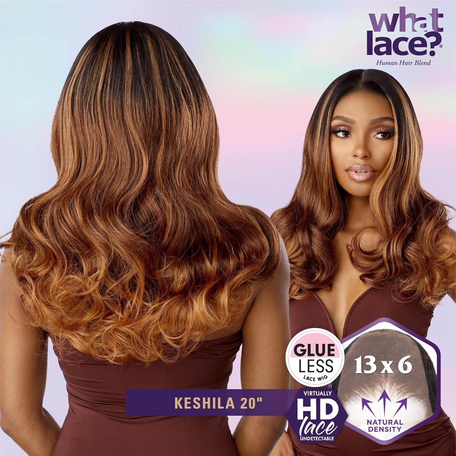 imageSensationnel What Lace 13X6 Wigs Keshila 20 Inch Human Hair Blend Lacefrontal Glueless Synthetic With Natural Density Preplucked Hairline 1 JETBLACKBALAYAGELATTE
