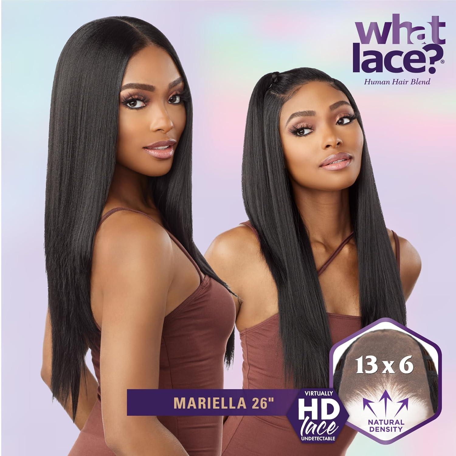 imageSensationnel What Lace 13X6 Wigs Mariella 26 Inch Human Hair Blend Lacefrontal Glueless Synthetic With Natural Density Preplucked Hairline 2 DARKBROWNCOLORMELTBLONDE