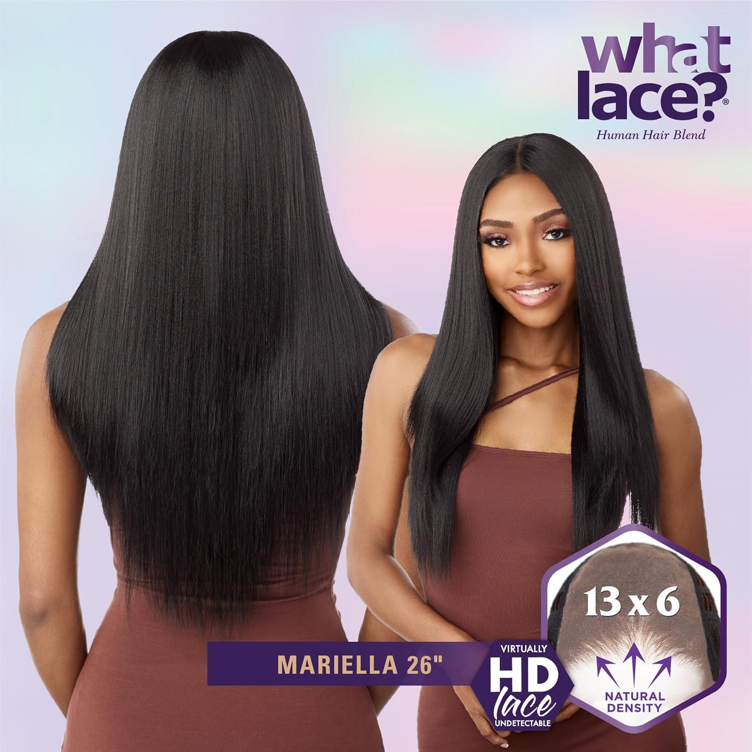 imageSensationnel What Lace 13X6 Wigs Mariella 26 Inch Human Hair Blend Lacefrontal Glueless Synthetic With Natural Density Preplucked Hairline 2 DARKBROWNCOLORMELTBLONDE