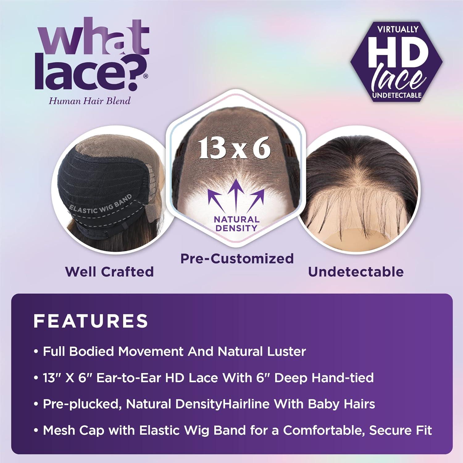 imageSensationnel What Lace 13X6 Wigs Raveena 28 Inch Human Hair Blend Lacefrontal Glueless Synthetic With Natural Density Preplucked Hairline 1 JETBLACK2 DARKBROWN