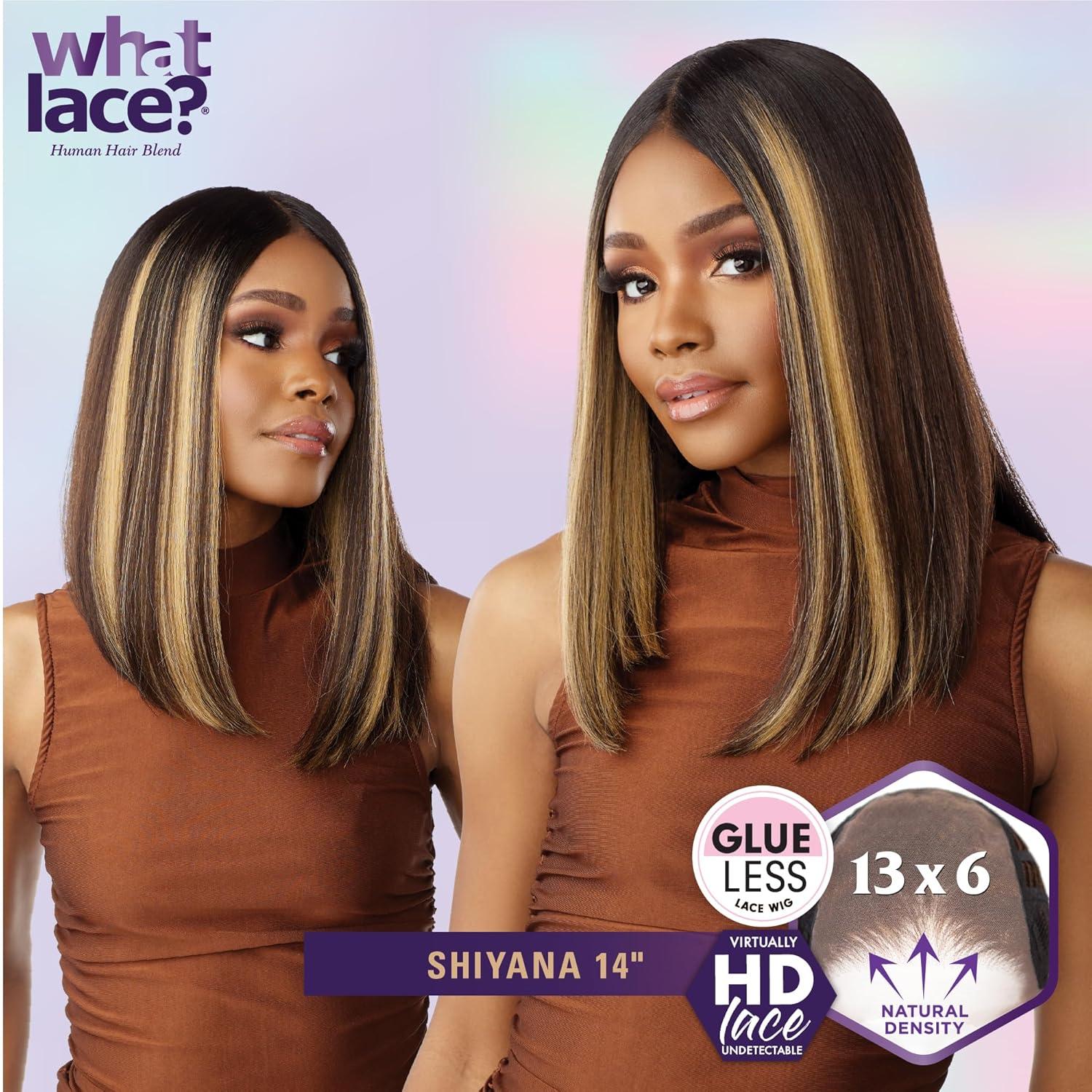 imageSensationnel What Lace 13X6 Wigs Shiyana 14 Inch Human Hair Blend Lacefrontal Glueless Synthetic With Natural Density Preplucked Hairline 1 JETBLACK1 JETBLACK