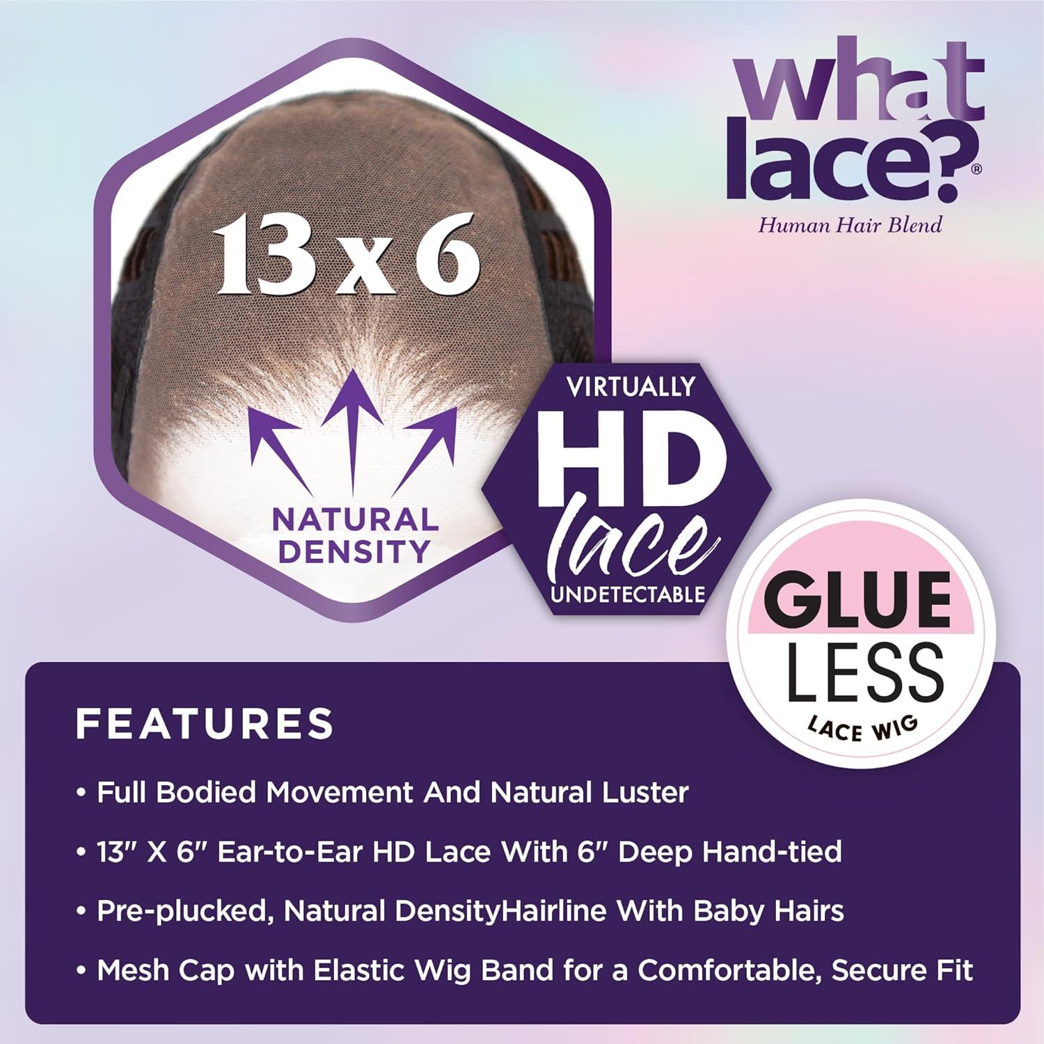 imageSensationnel What Lace 13X6 Wigs Shiyana 14 Inch Human Hair Blend Lacefrontal Glueless Synthetic With Natural Density Preplucked Hairline 1 JETBLACKDHGINGER
