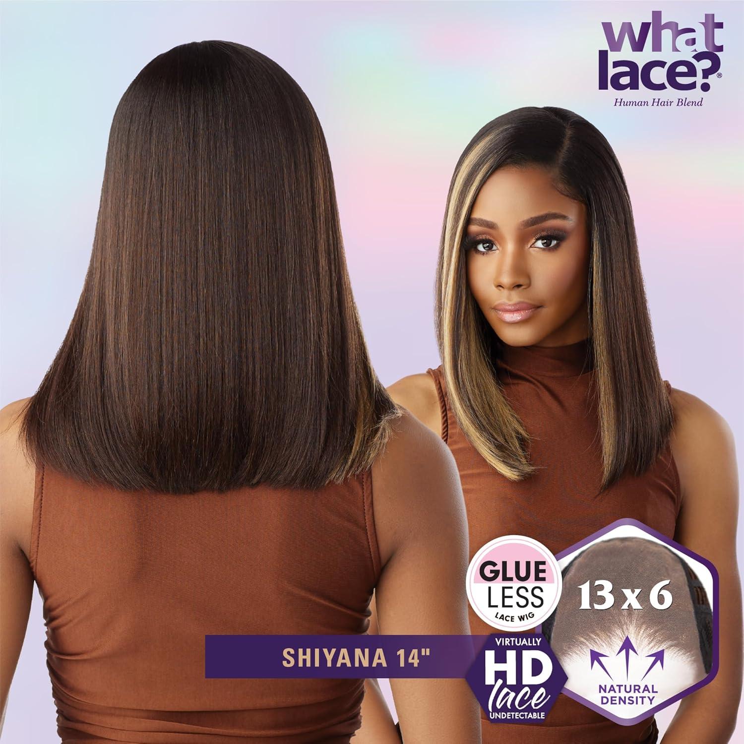 imageSensationnel What Lace 13X6 Wigs Shiyana 14 Inch Human Hair Blend Lacefrontal Glueless Synthetic With Natural Density Preplucked Hairline 1 JETBLACKDHGINGER