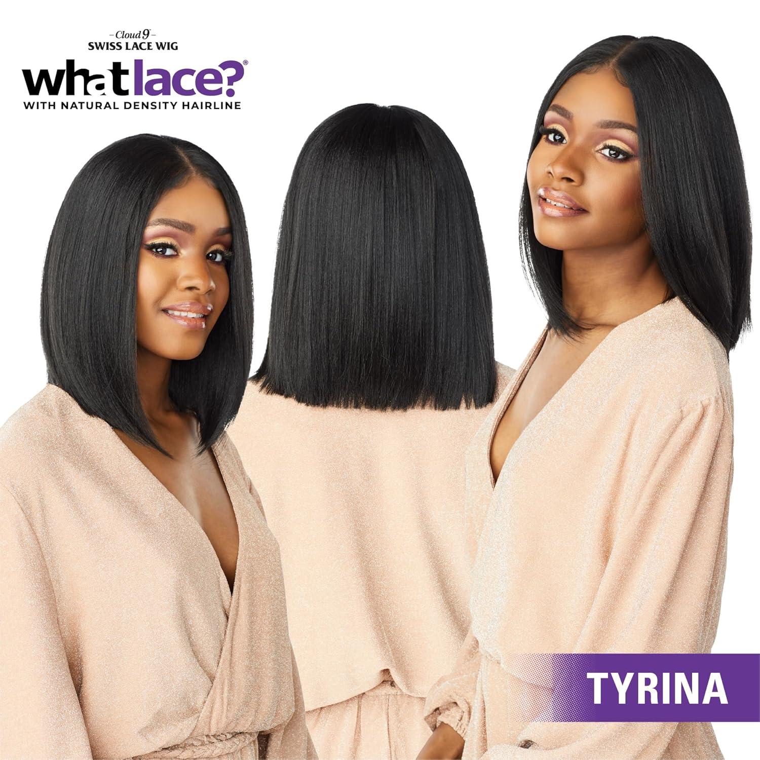 imageSensationnel What Lace 13X6 Wigs Tyrina Lacefrontal Hand Tied Glueless Synthetic With Natural Density Preplucked Hairline 1 JETBLACKLight Blonde 613