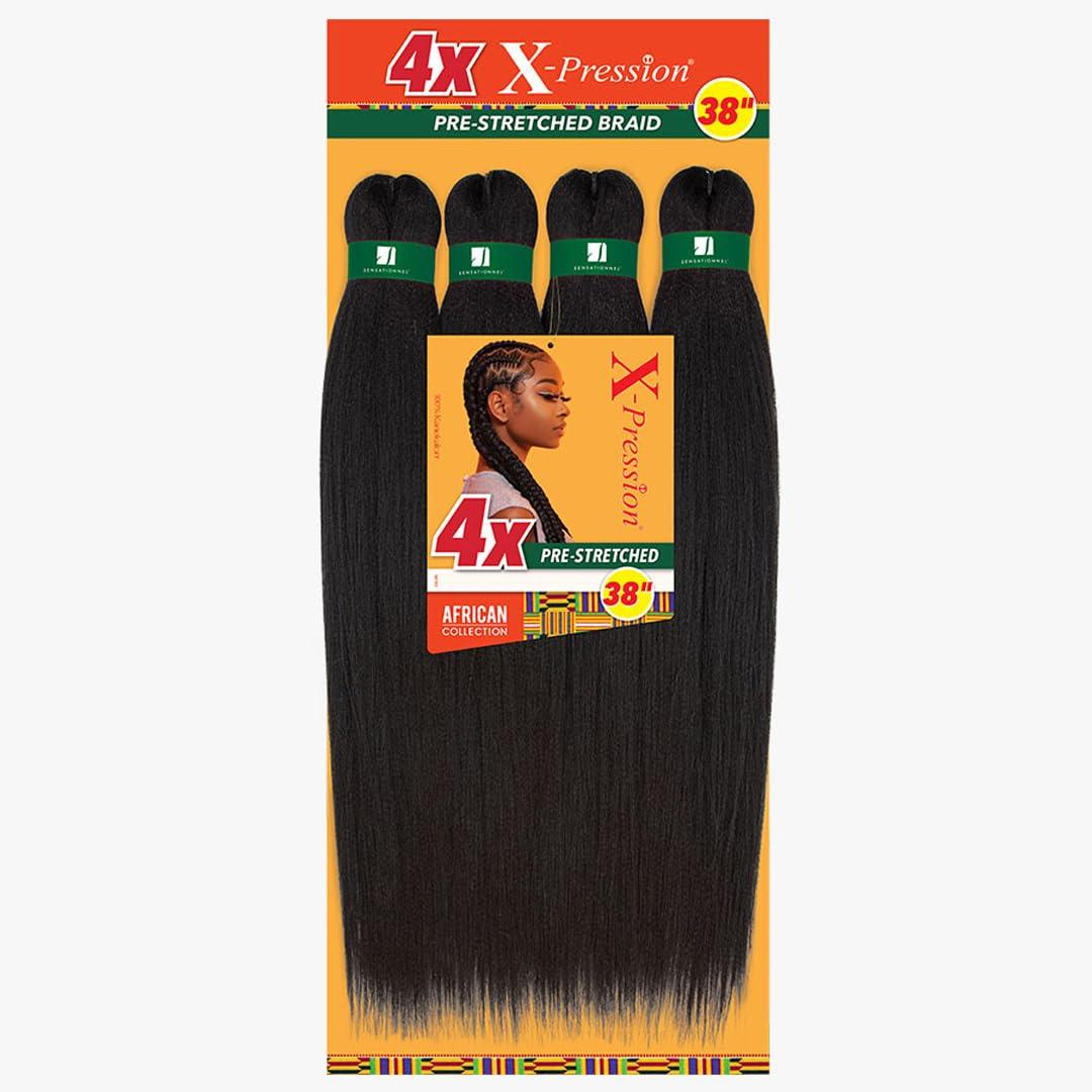 imageSensationnel Xpression prestretched braiding hair 4x braid 38 inch all kanekalon flame retardant synthetic braid for box braids and twists 1 pack M4273030 LIGHTAUBURN