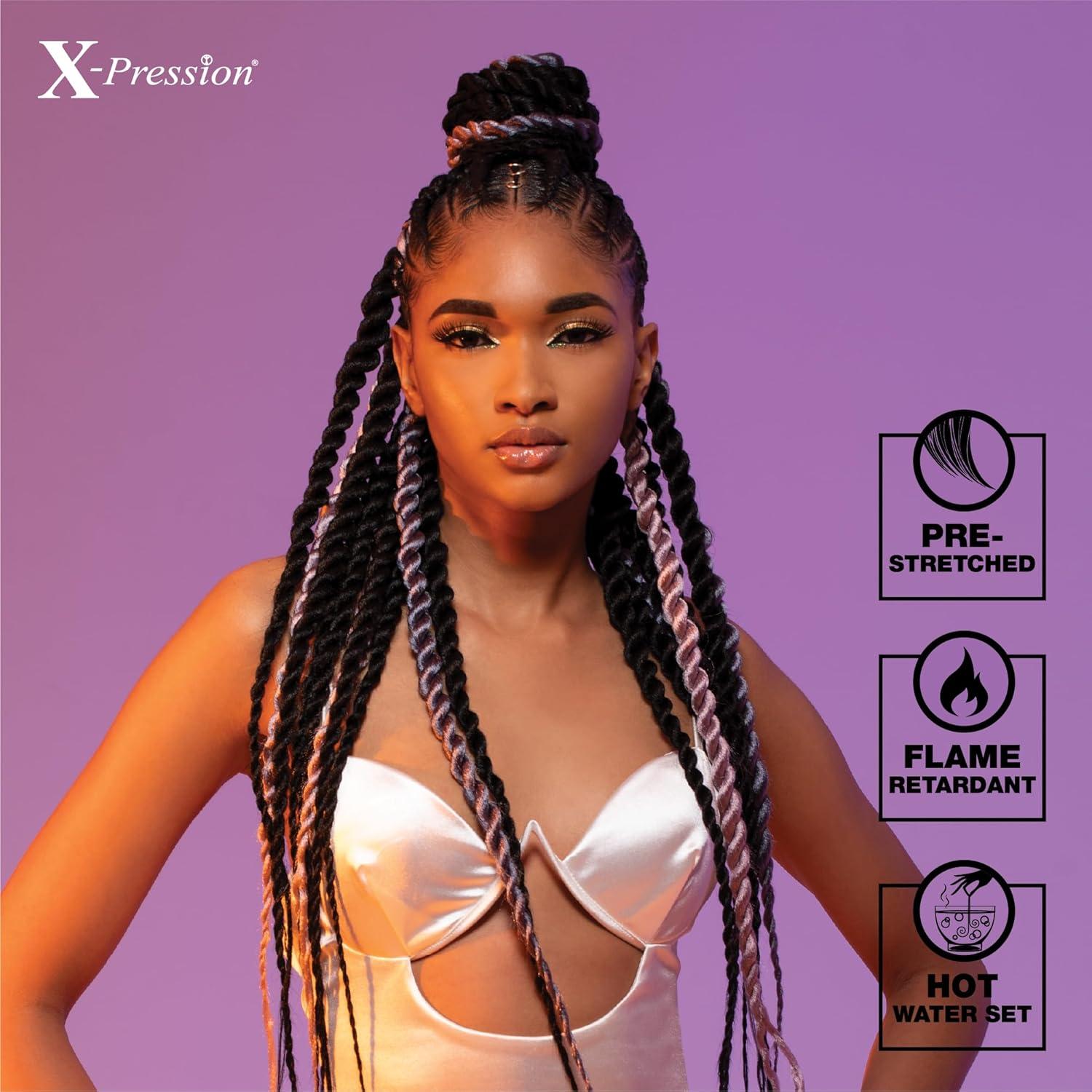 imageSensationnel Xpression prestretched braiding hair 4x braid 38 inch all kanekalon flame retardant synthetic braid for box braids and twists 1 pack M42730M427613