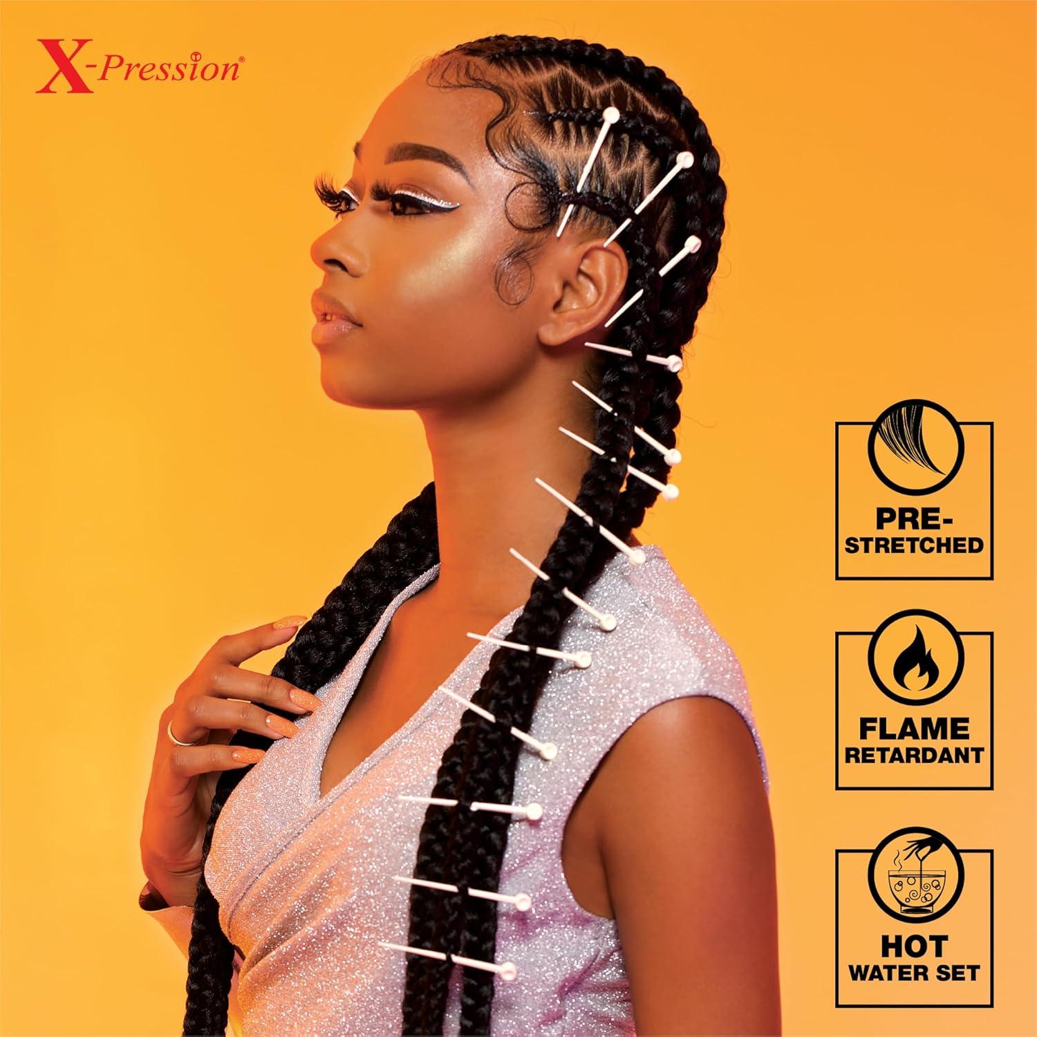 imageSensationnel Xpression prestretched braiding hair 4x braid 38 inch all kanekalon flame retardant synthetic braid for box braids and twists 1 pack M42730T1B613