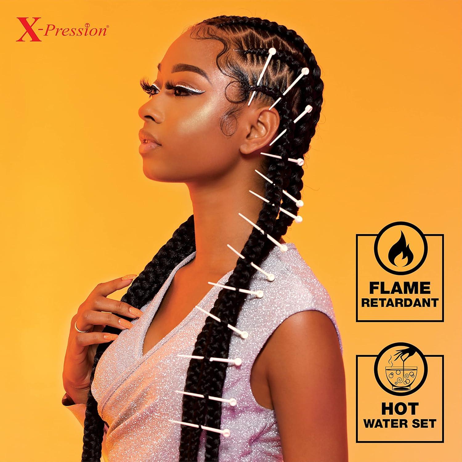 imageSensationnel Xpression prestretched braiding hair 6x braid 58 inch all kanekalon flame retardant synthetic braid for box braids and twists 1B OFFBLACKJet Black 1