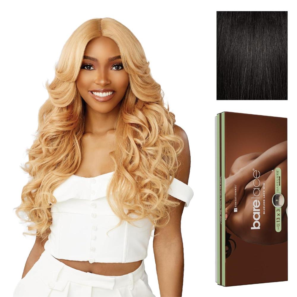 imageSensationnel Bare Lace 13X3 Lacewig Unit 1 Lacefrontal Glueless Synthetic 180 Degree Preplucked Hairline 1 JETBLACK1B OFFBLACK