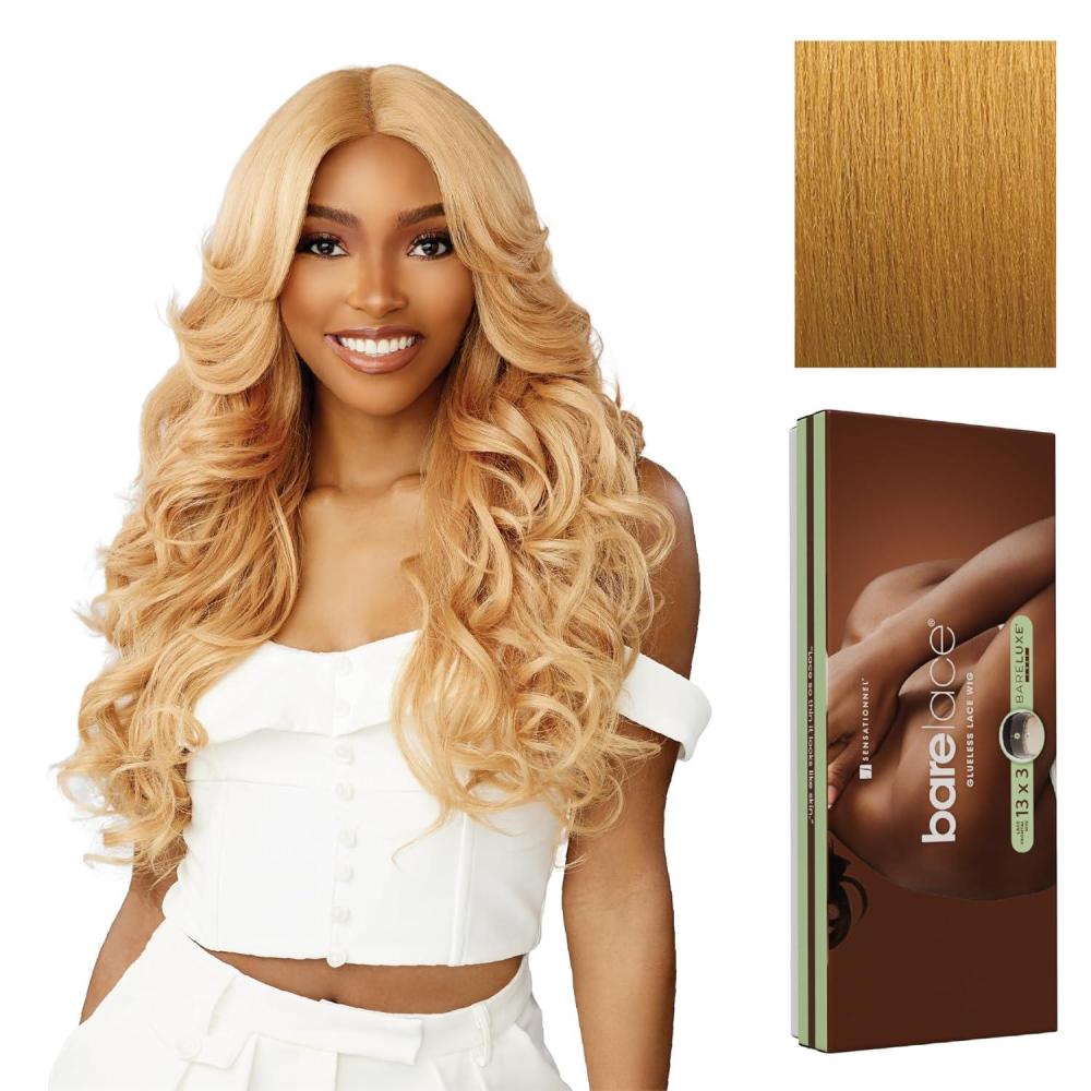 imageSensationnel Bare Lace 13X3 Lacewig Unit 1 Lacefrontal Glueless Synthetic 180 Degree Preplucked Hairline 1 JETBLACKSUNFLOWERBLONDE