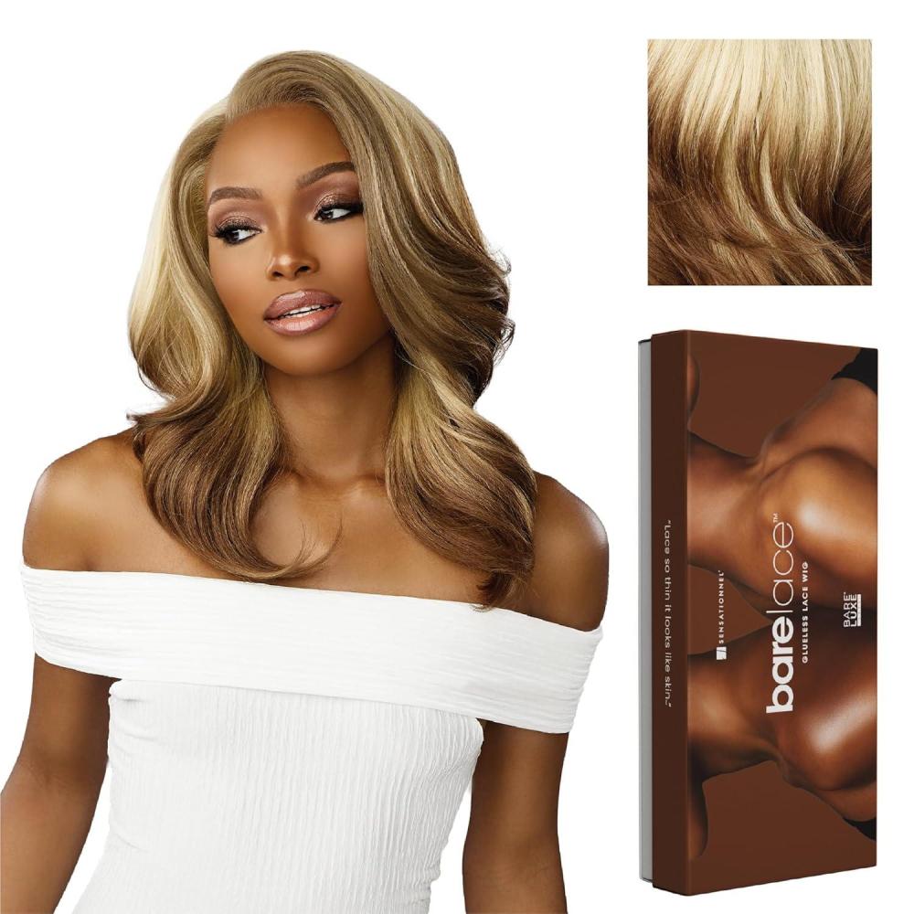 imageSensationnel Bare Lace 13X6 Wigs Unit 14 Lacefrontal Glueless Synthetic 180 Degree Preplucked Hairline 1 JETBLACKLT613ASHBROWN