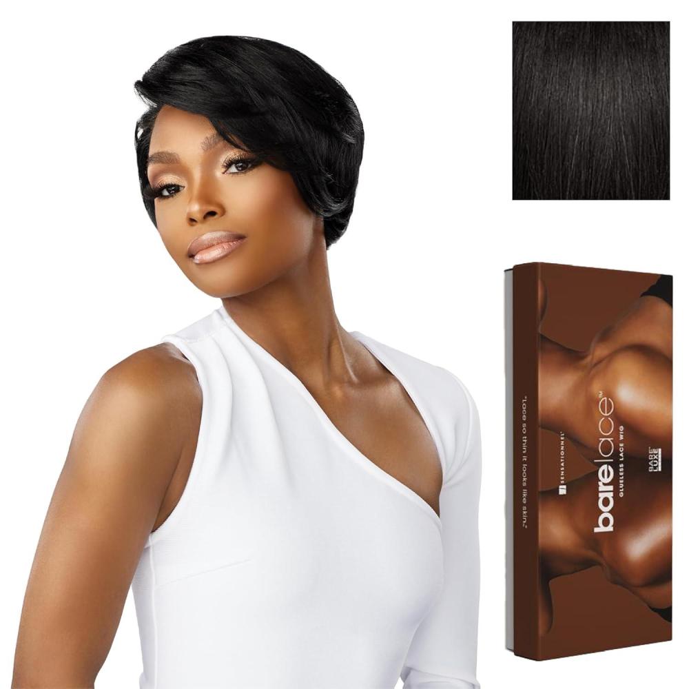 imageSensationnel Bare Lace 13X6 Wigs Unit 18 Lacefrontal Glueless Synthetic 180 Degree Preplucked Hairline 1 JETBLACK1B OFFBLACK