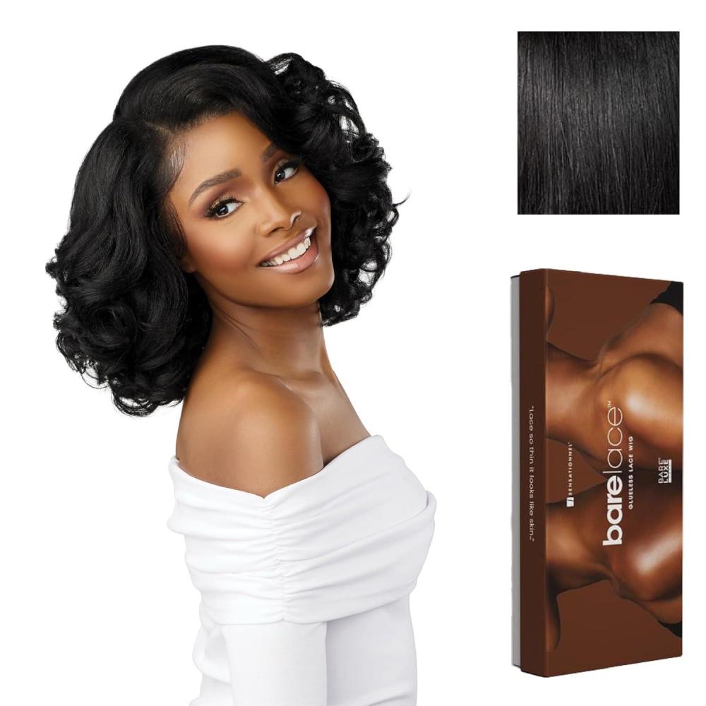 imageSensationnel Bare Lace 13X6 Wigs Unit 19 Lacefrontal Glueless Synthetic 180 Degree Preplucked Hairline 1 JETBLACK1 JETBLACK