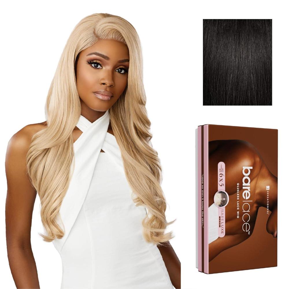 imageSensationnel Bare Lace 6X5 Lacewig  Unit 1 Lacefrontal Glueless Synthetic 180 Degree Preplucked Hairline 1 JETBLACK1B OFFBLACK